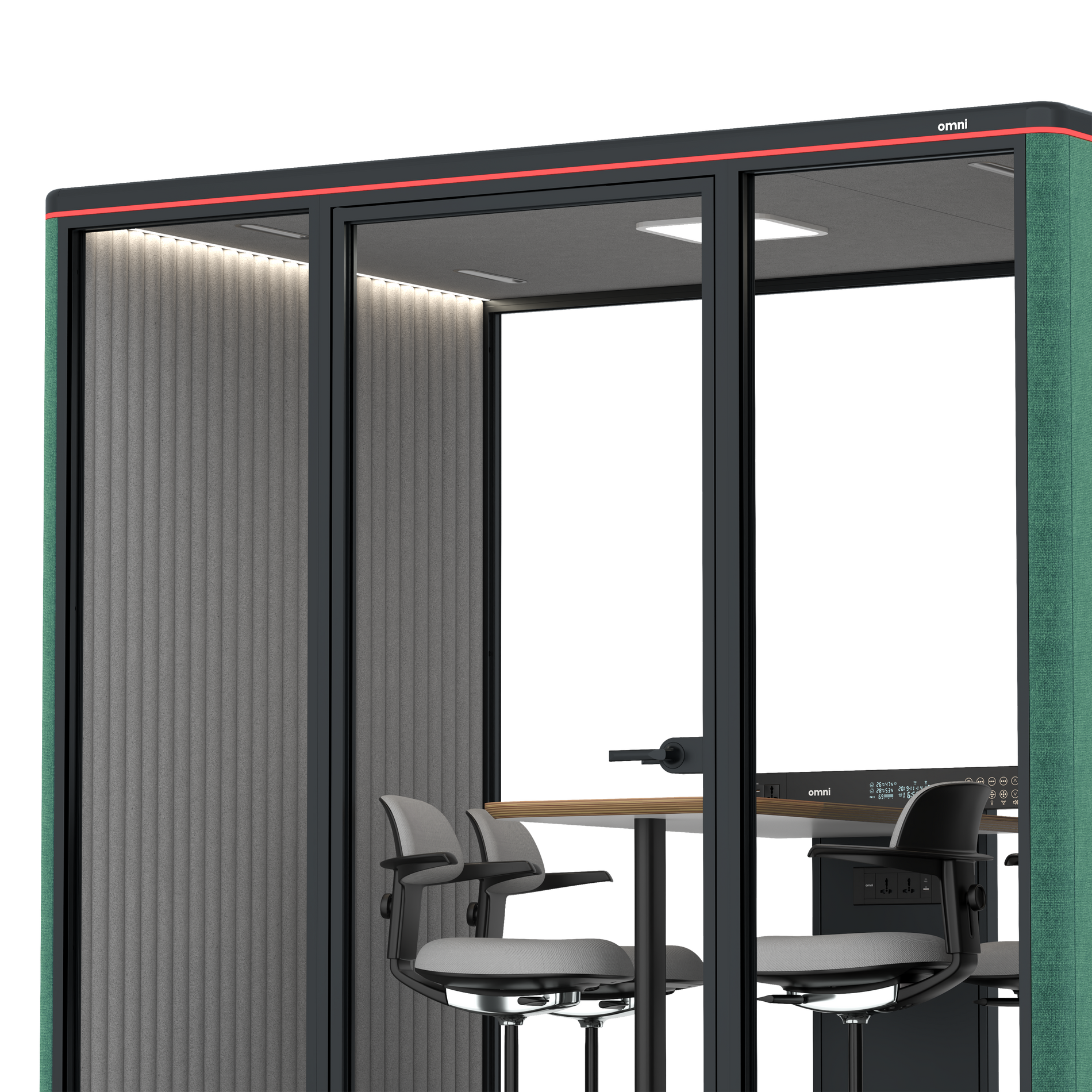 Omni FourCounter Meeting Table / Gabriel Medley Forest Green / #6d6c69