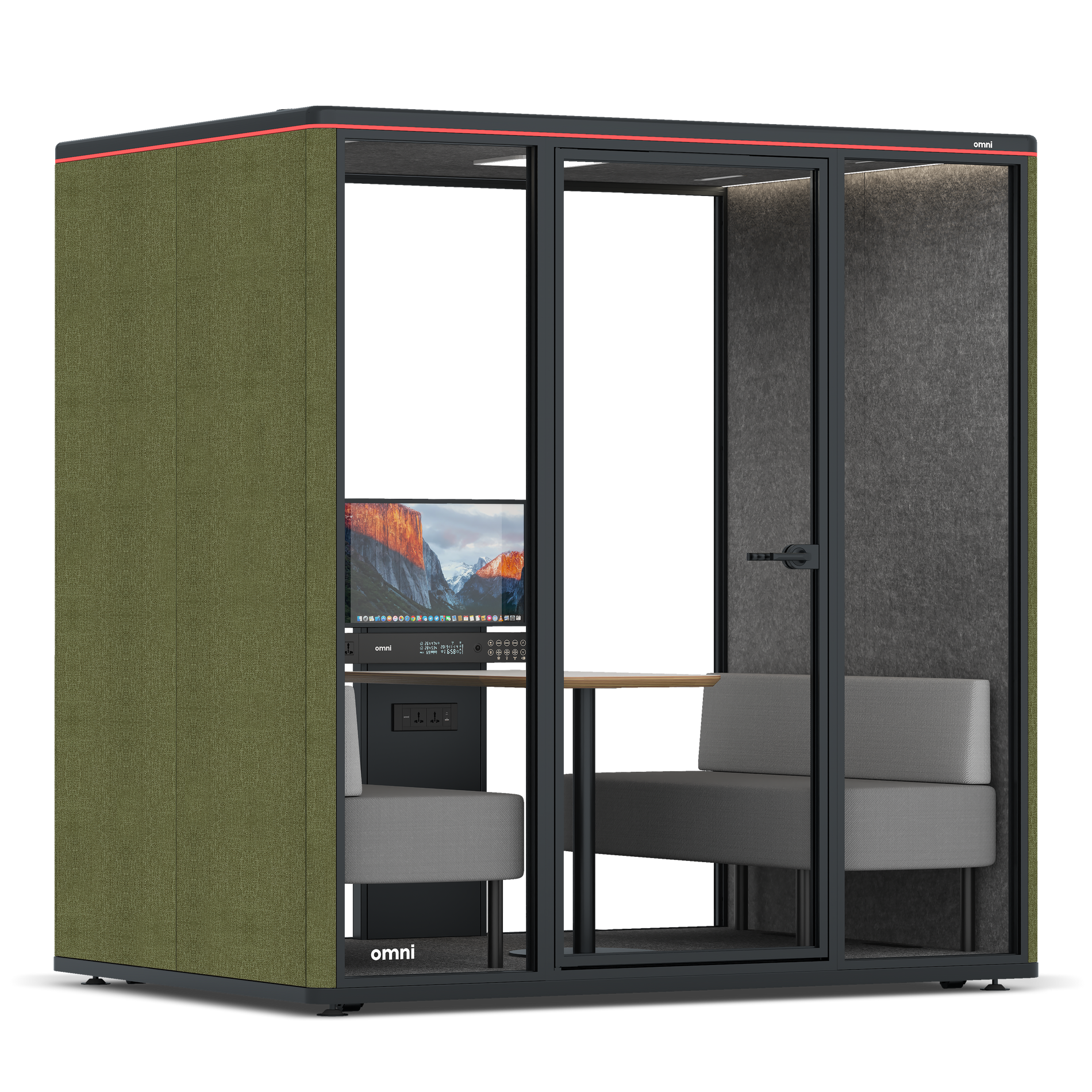 Omni FourSofa (+ Monitor Stand) / Gabriel Medley Meadow Green / #615f5d