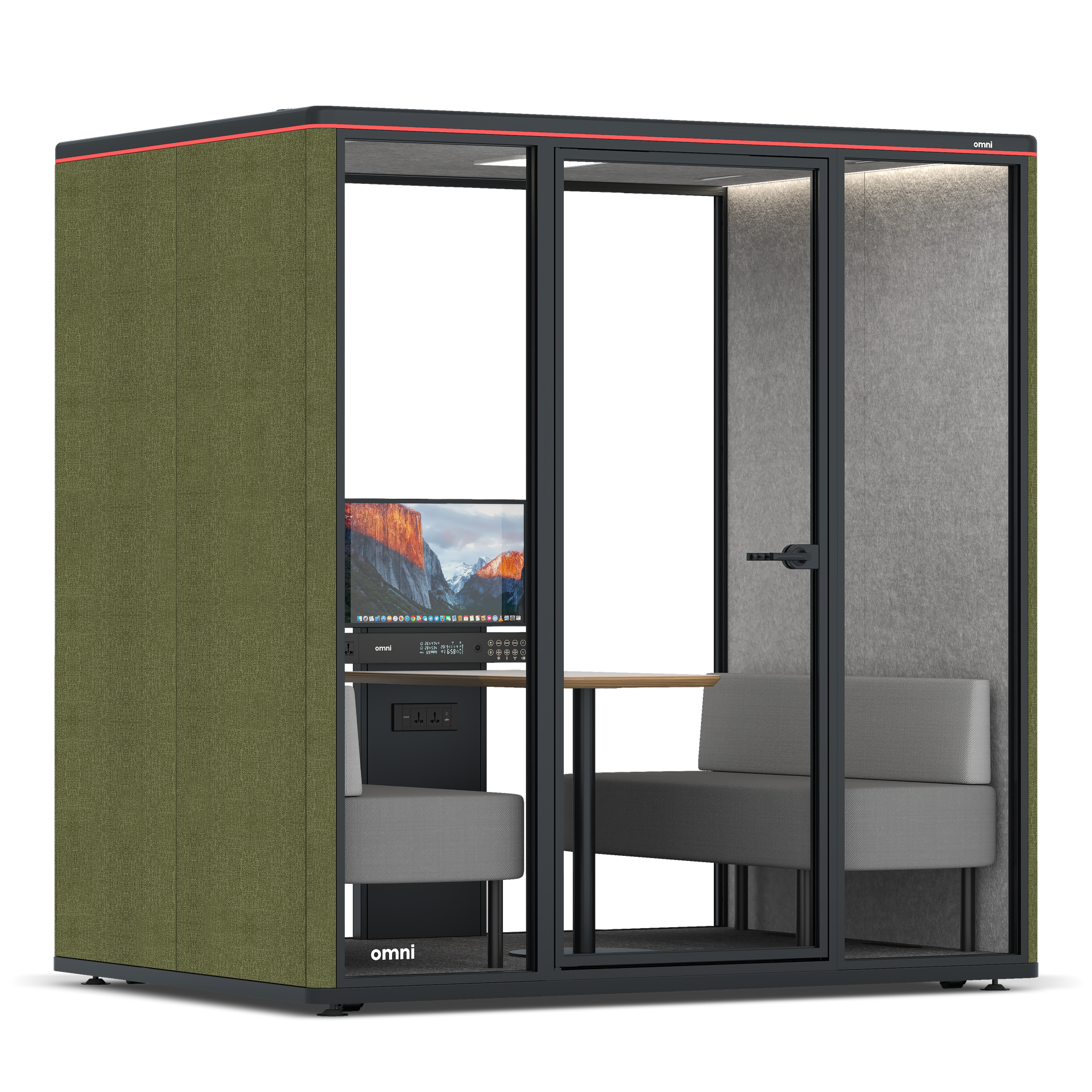 Omni FourSofa (+ Monitor Stand) / Gabriel Medley Meadow Green / #a49f98