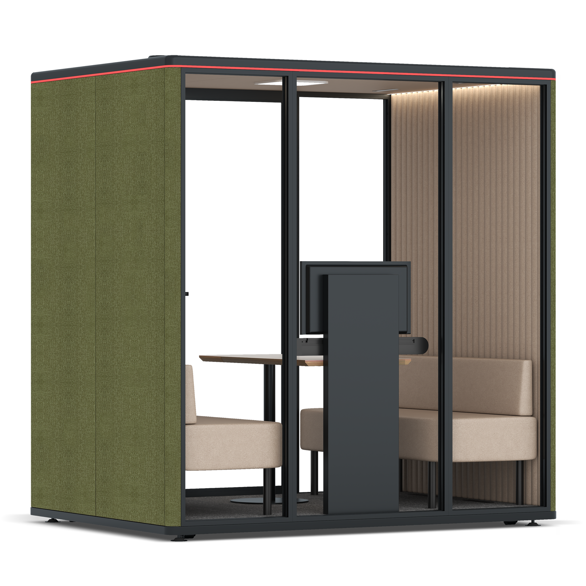 Omni FourSofa (+ Monitor Stand) / Gabriel Medley Meadow Green / #a18e7e