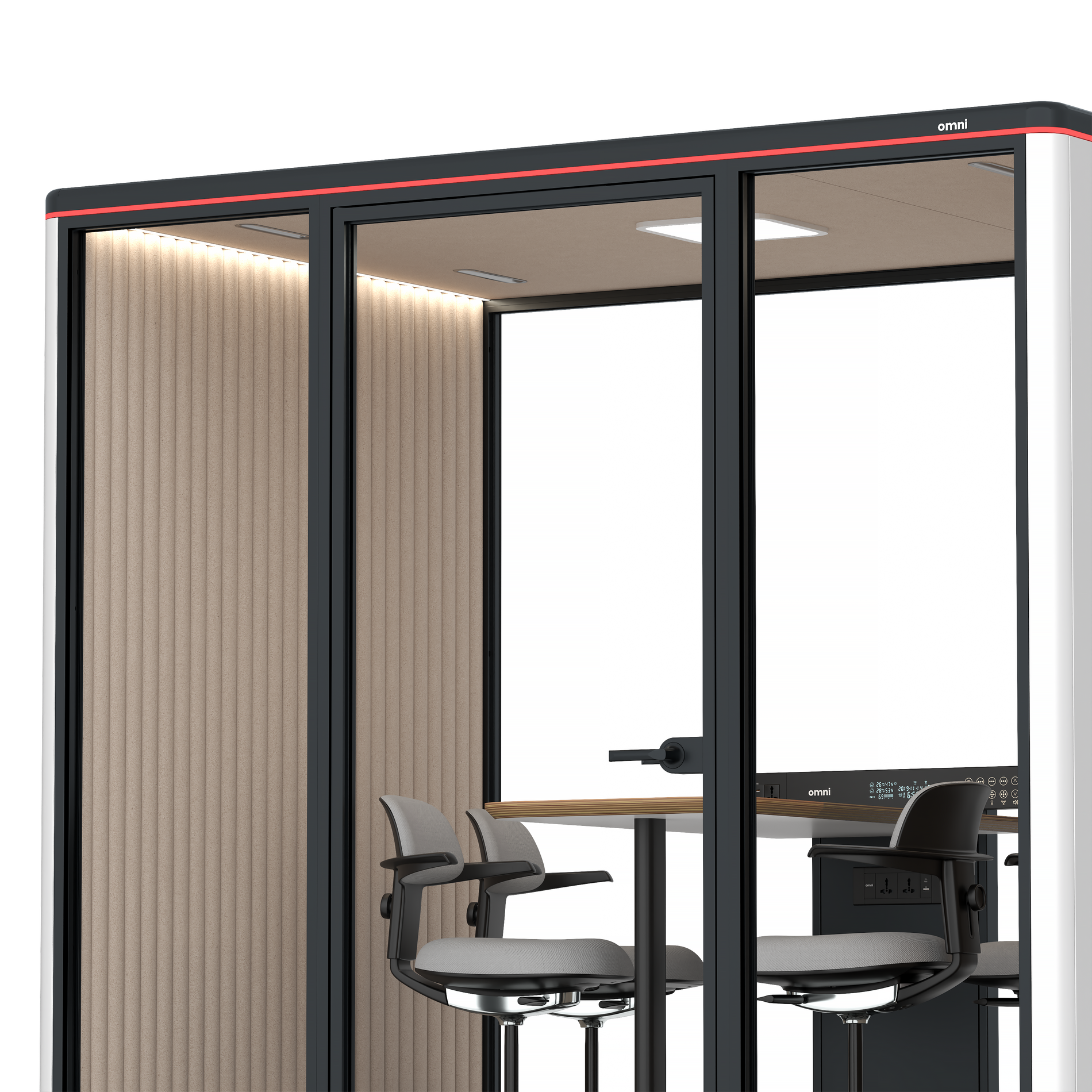 Omni FourCounter Meeting Table / WhiteRAL Pure White / #a18e7e