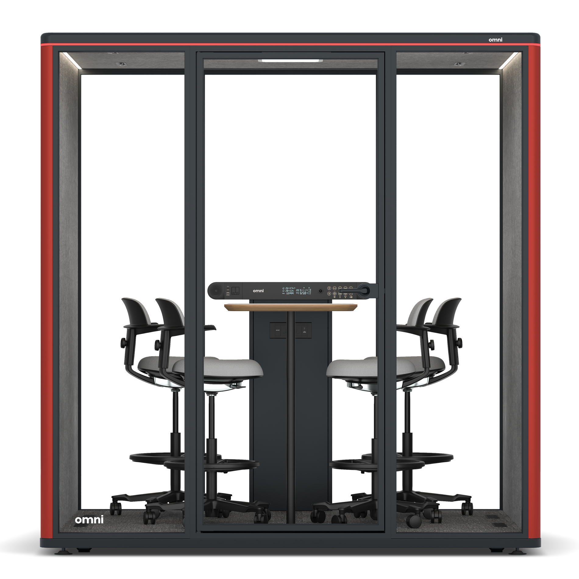 Omni FourCounter Meeting Table / RAL Tomato Red / #a49f98