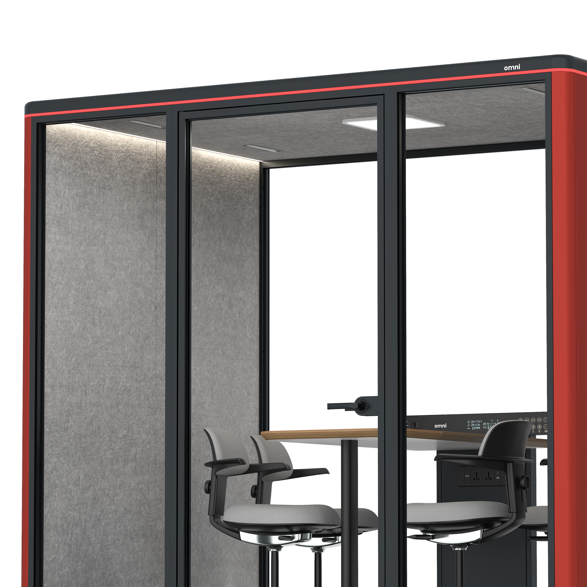 Omni FourCounter Meeting Table / RAL Tomato Red / #a49f98