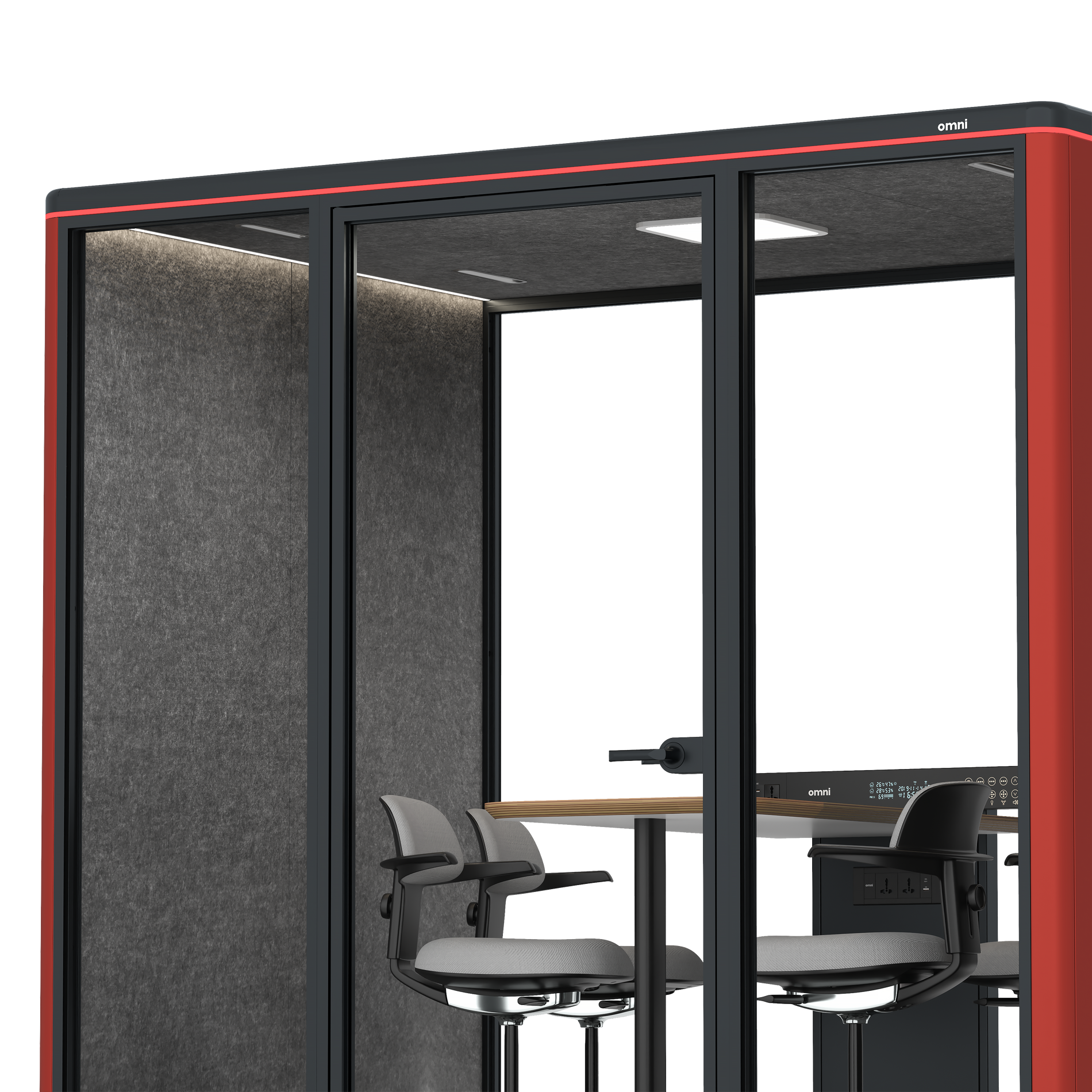 Omni FourCounter Meeting Table / RAL Tomato Red / #615f5d