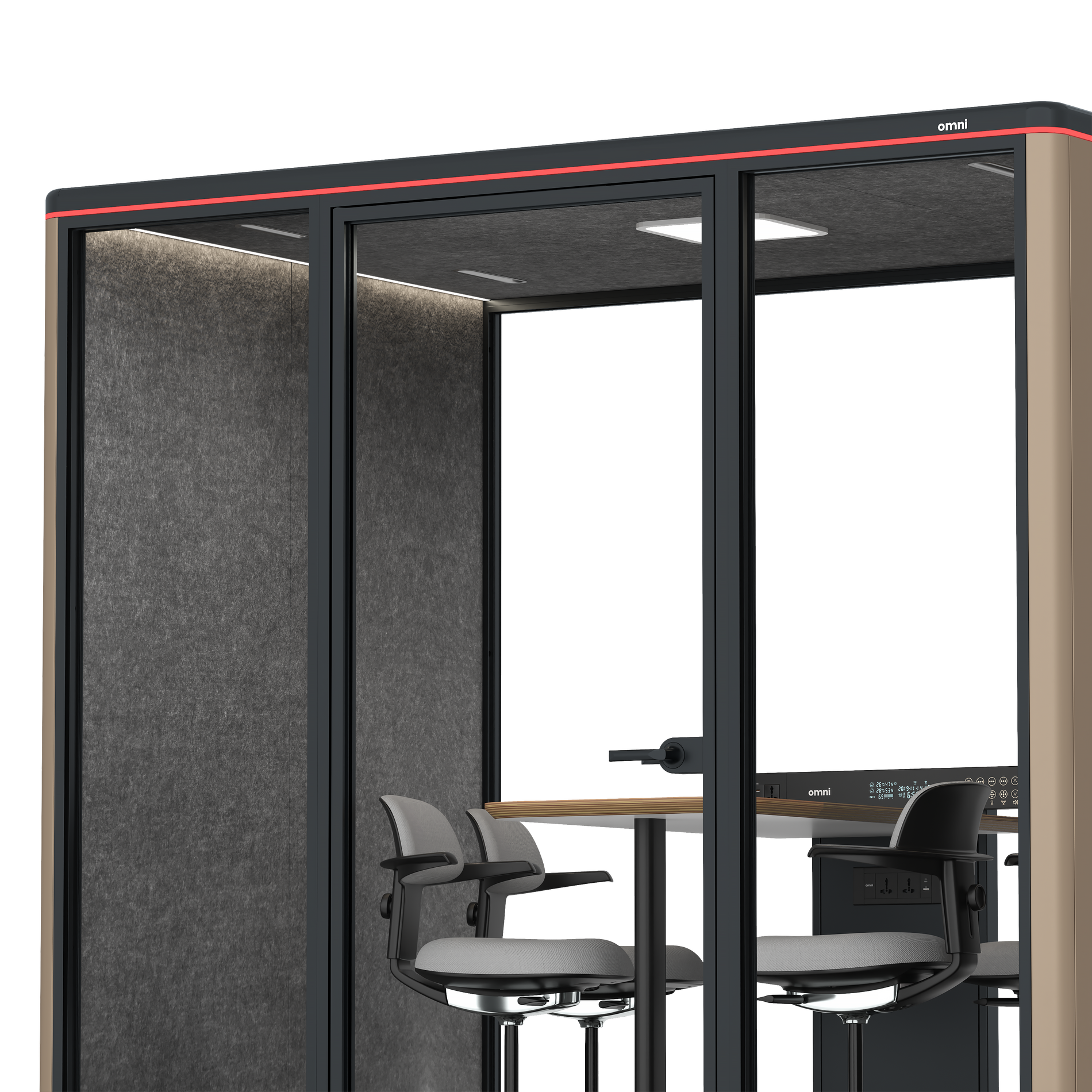 Omni FourCounter Meeting Table / RAL Grey Beige / #615f5d