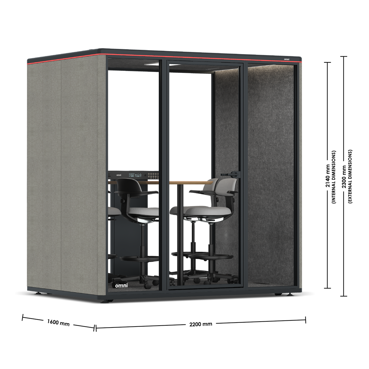 Omni FourCounter Meeting Table / Gabriel Medley Deep Rouge / Light Grey Pet Board