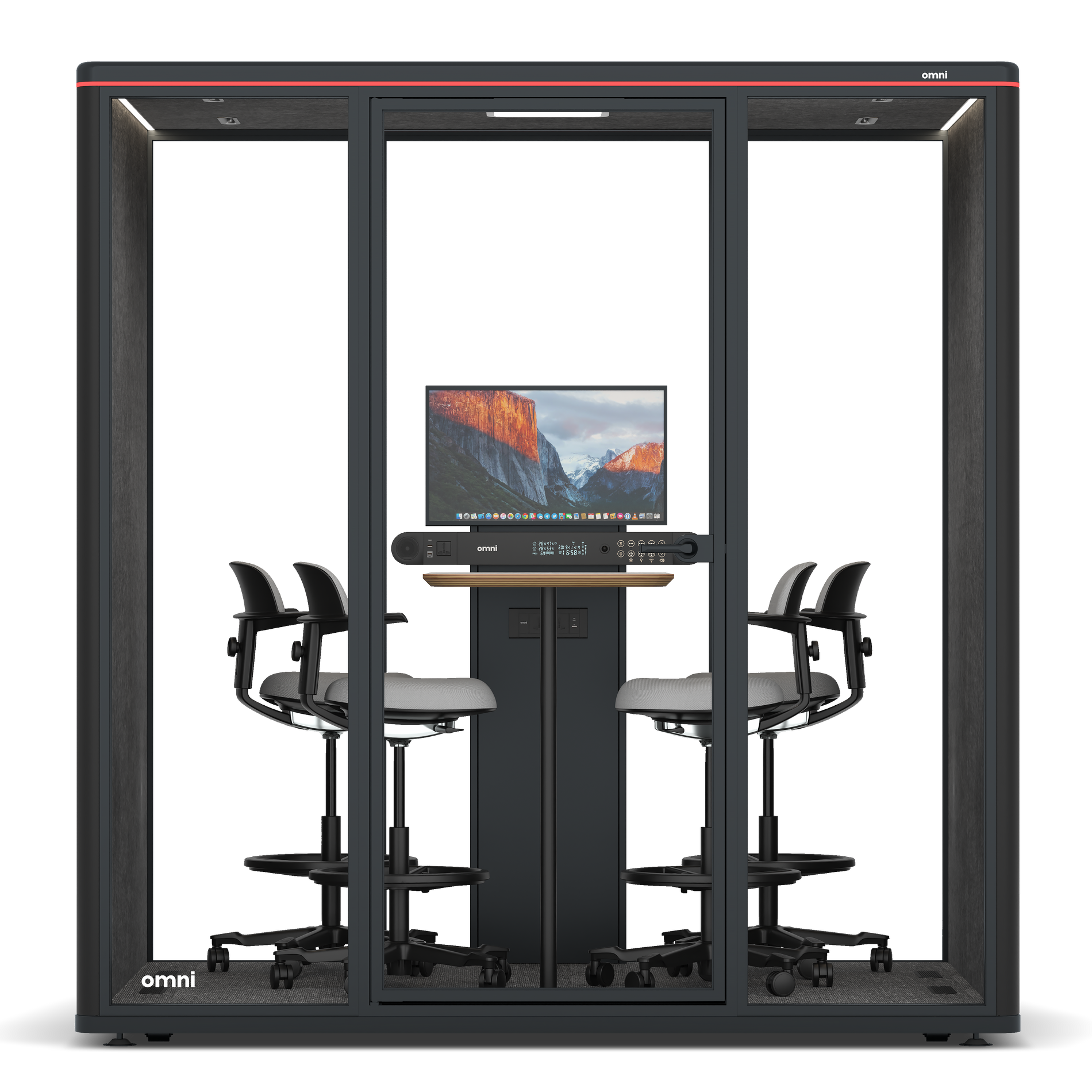 Omni FourCounter Meeting Table (+ Monitor Stand) / RAL Black / #615f5d