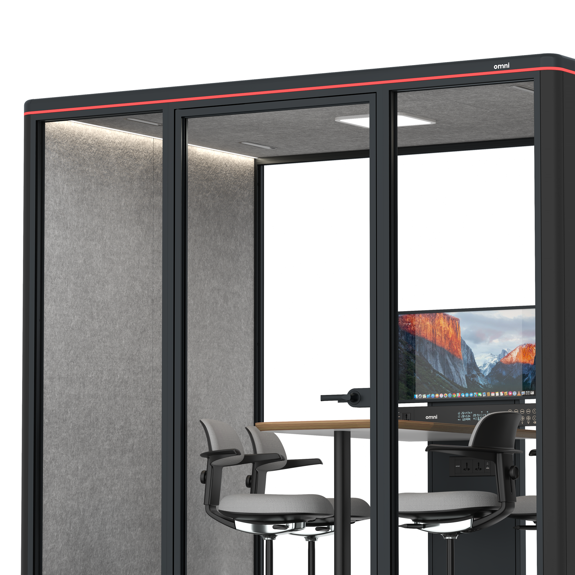 Omni FourCounter Meeting Table (+ Monitor Stand) / RAL Black / #a49f98