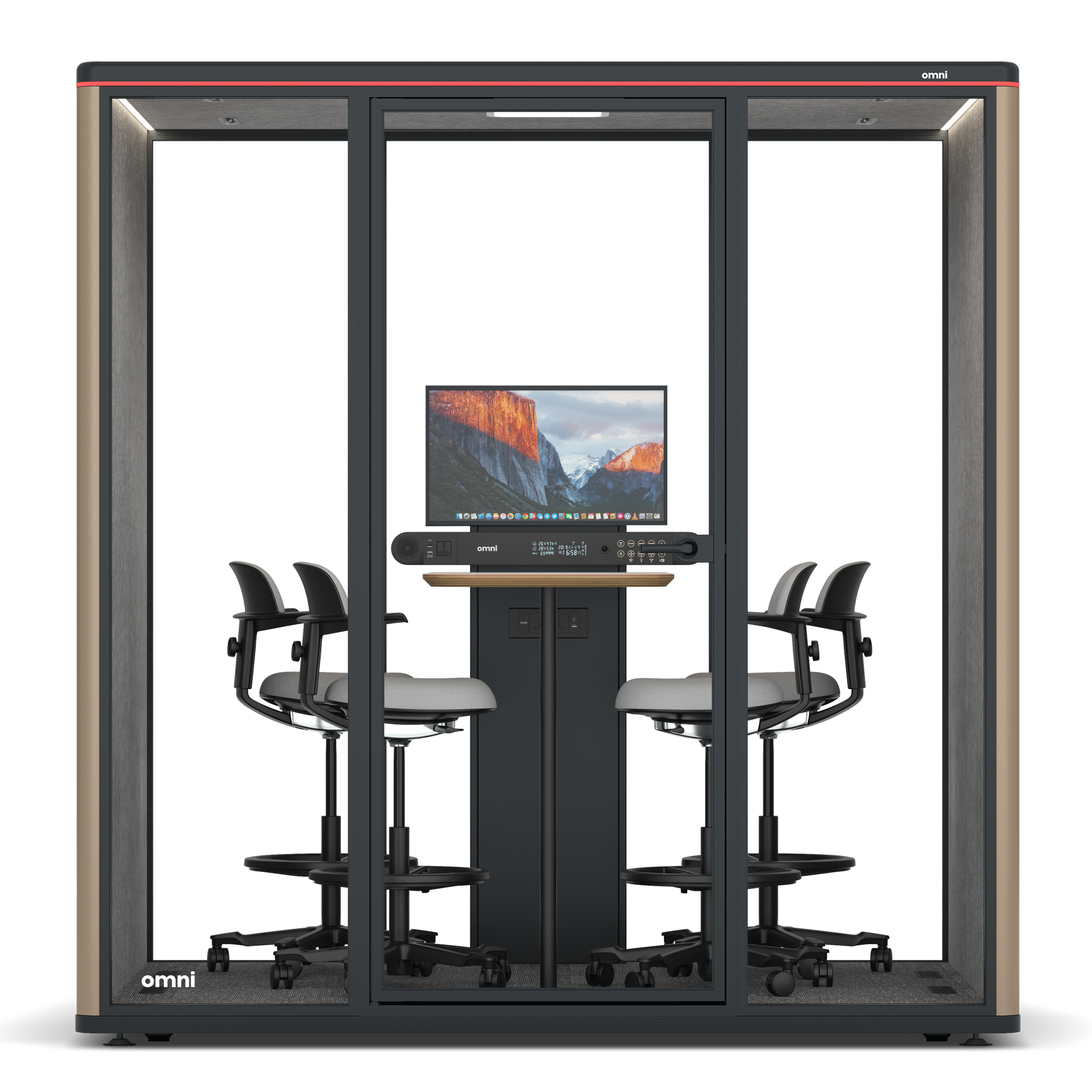 Omni FourCounter Meeting Table (+ Monitor Stand) / RAL Grey Beige / #a49f98