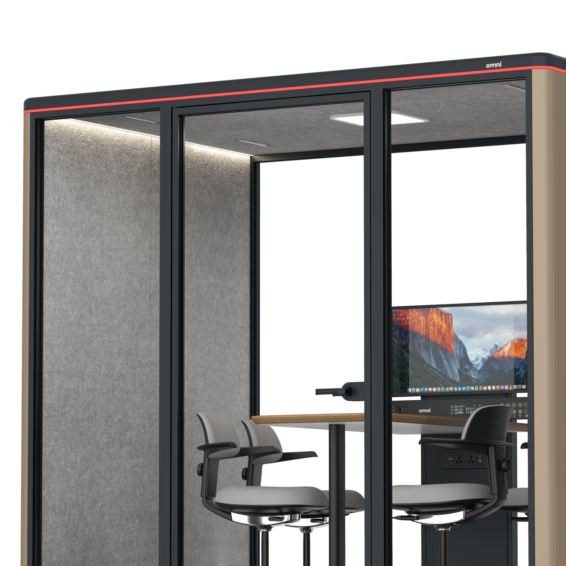 Omni FourCounter Meeting Table (+ Monitor Stand) / RAL Grey Beige / #a49f98
