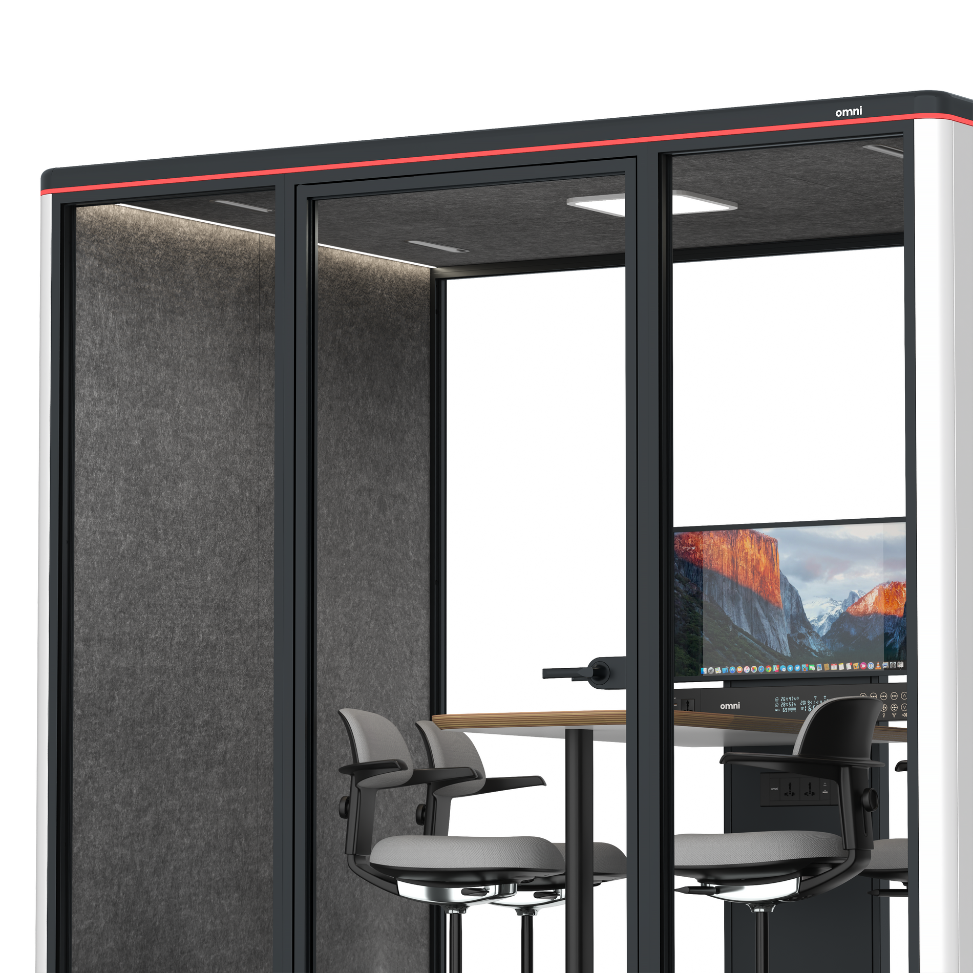 Omni FourCounter Meeting Table (+ Monitor Stand) / WhiteRAL Pure White / #615f5d