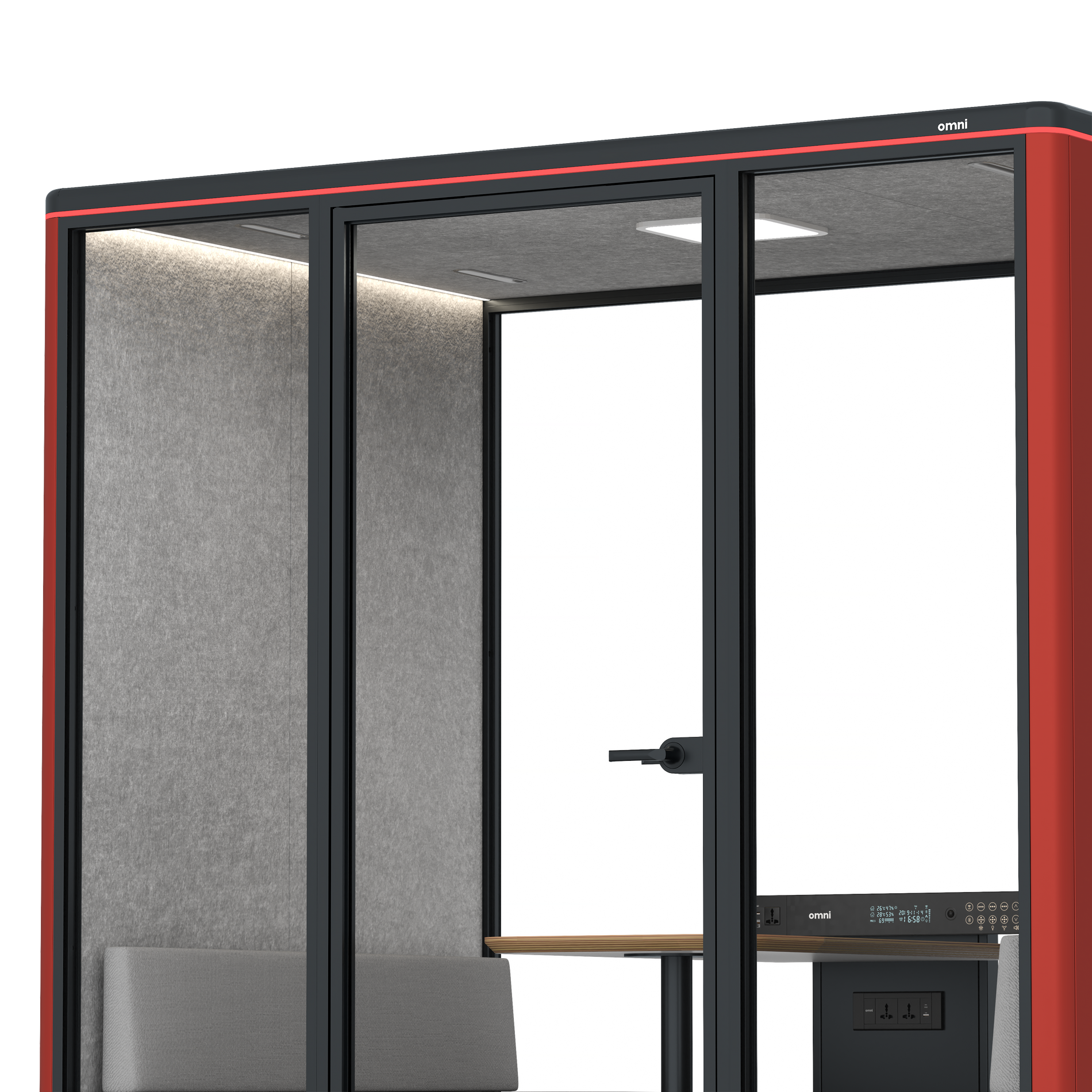 Omni SixSofa / RAL Tomato Red / Light Grey Pet Board