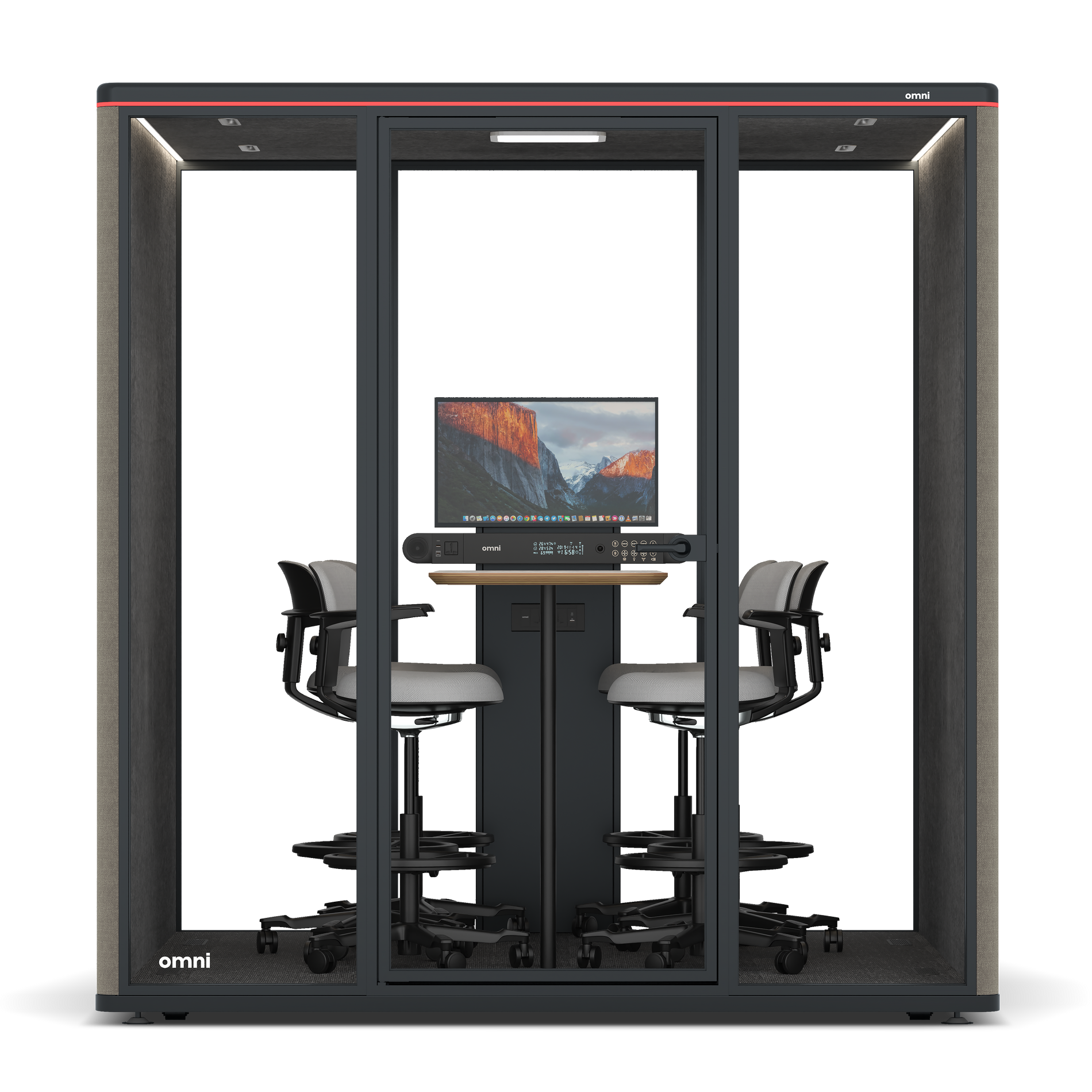 Omni SixCounter Meeting Table (+ Monitor Stand) / Gabriel Medley Ocean Pebble / #615f5d