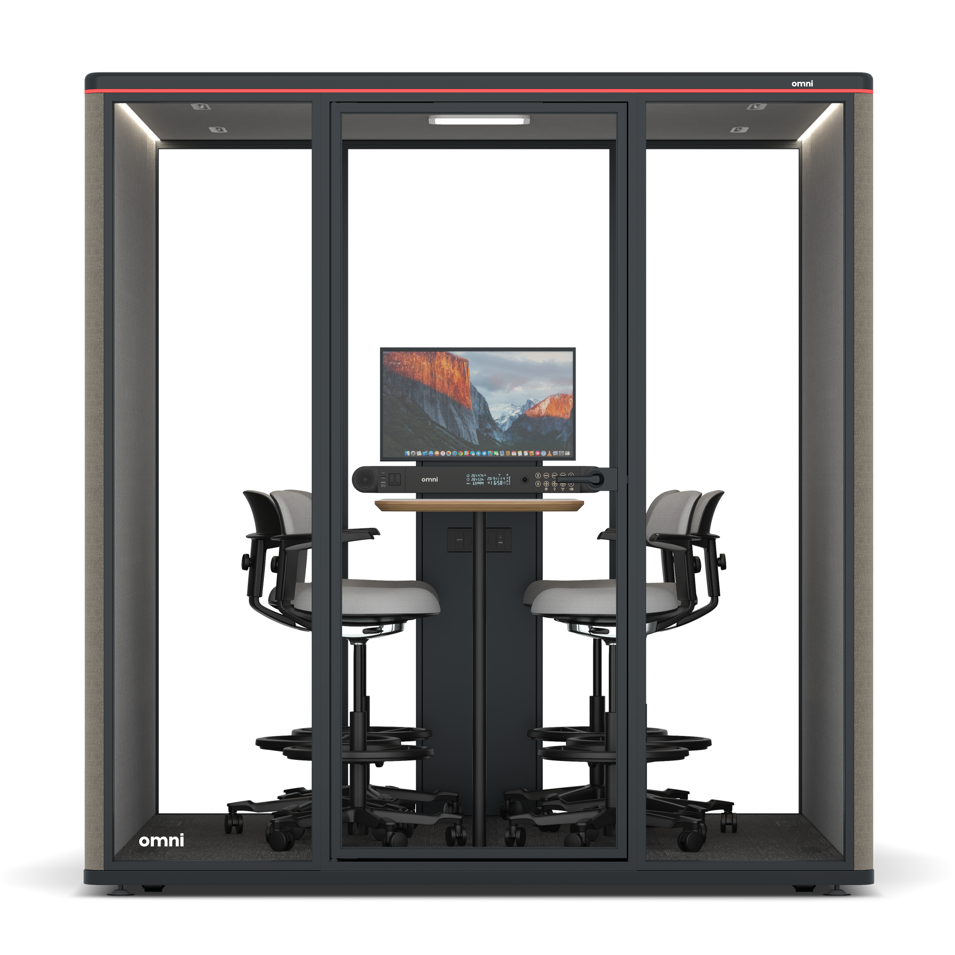 Omni SixCounter Meeting Table (+ Monitor Stand) / Gabriel Medley Ocean Pebble / #6d6c69