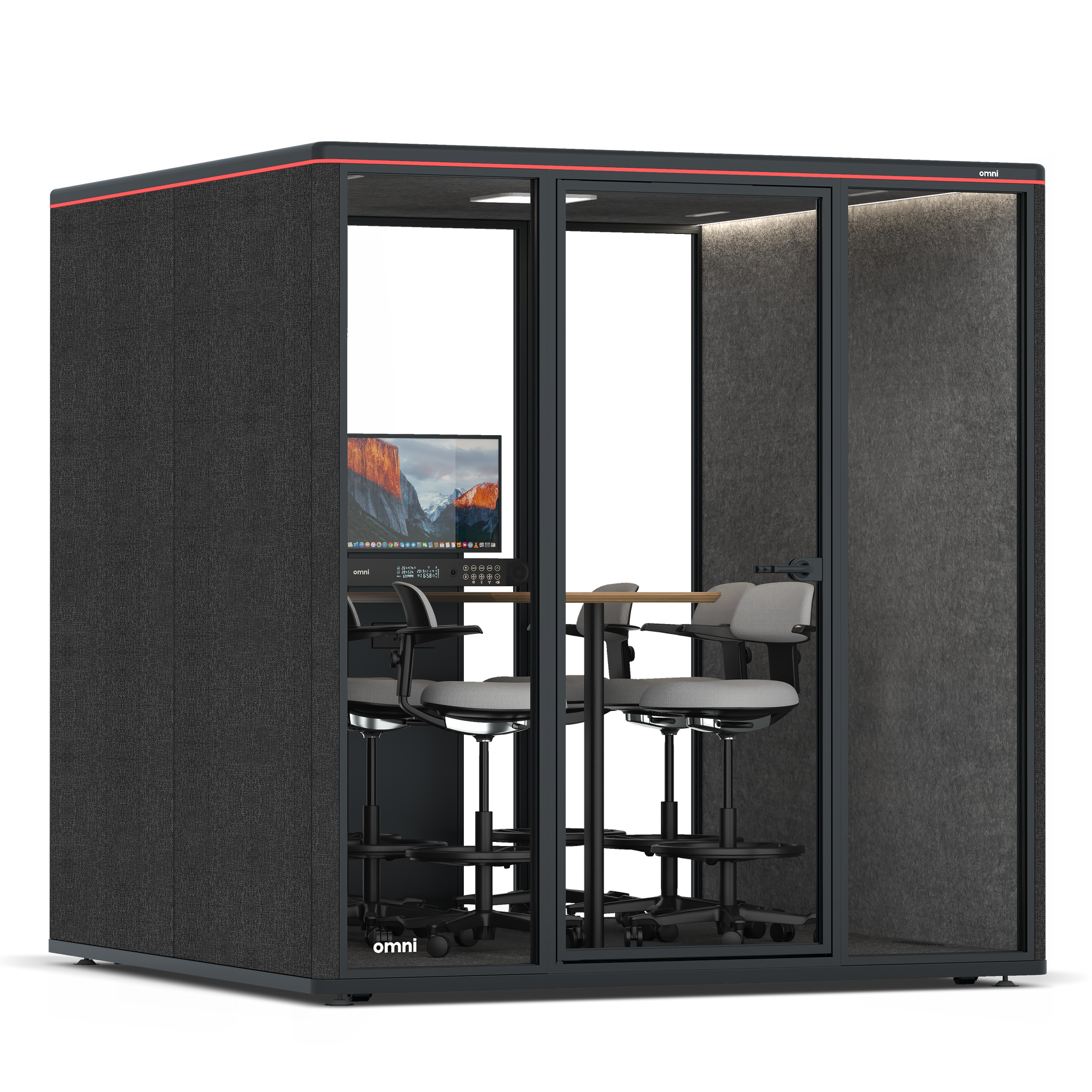 Omni SixCounter Meeting Table (+ Monitor Stand) / Gabriel Medley Black / #615f5d