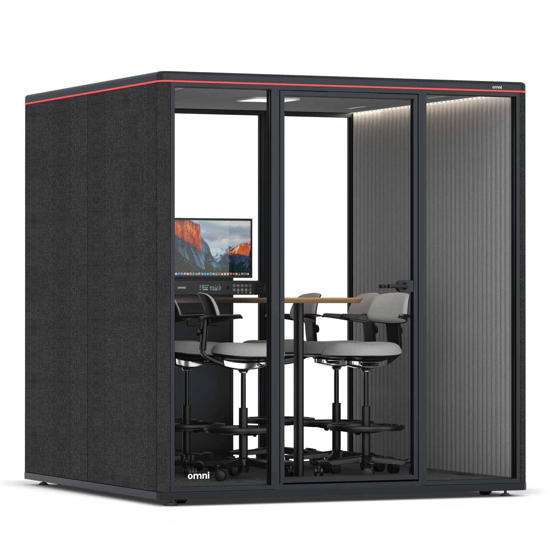 Omni SixCounter Meeting Table (+ Monitor Stand) / Gabriel Medley Black / #6d6c69