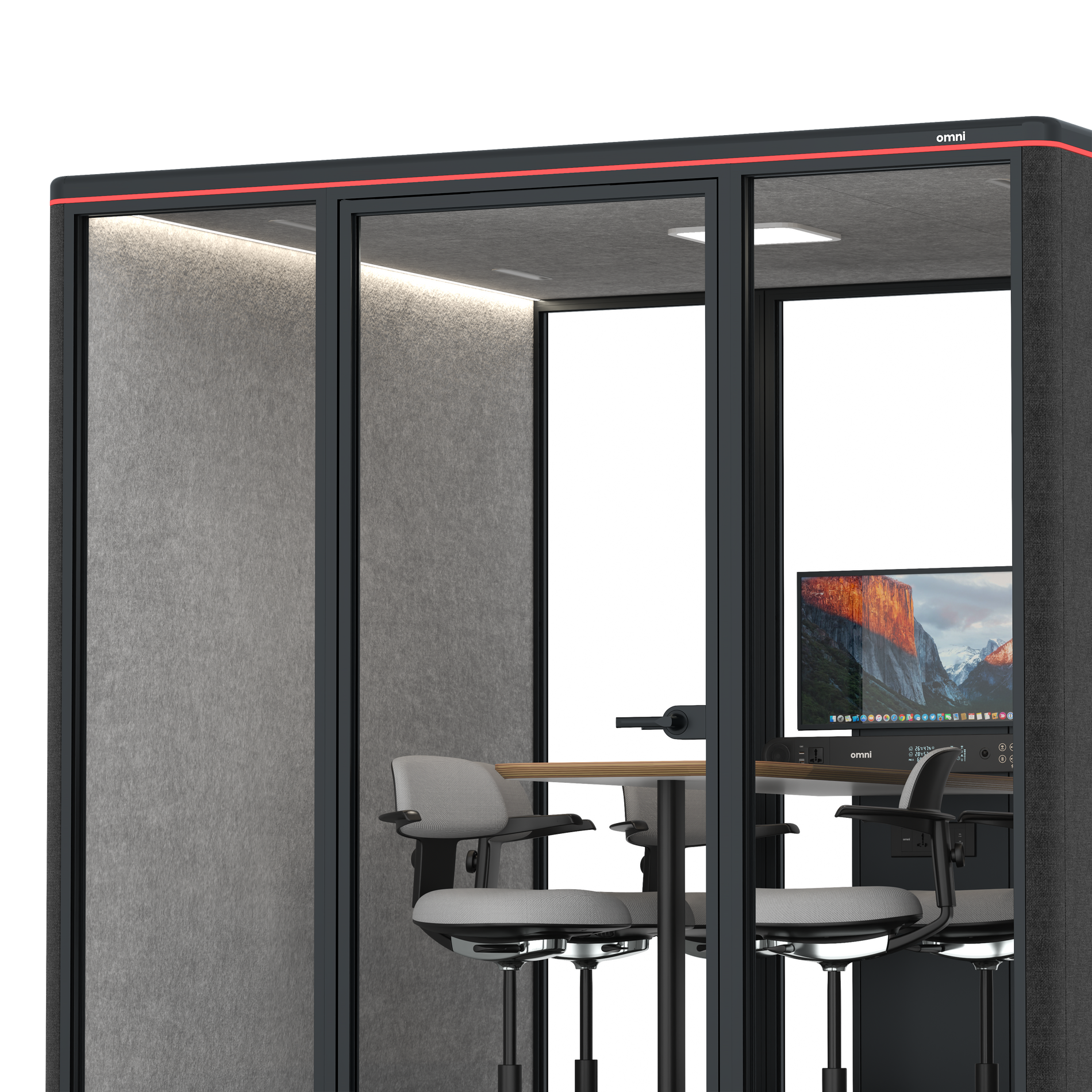 Omni SixCounter Meeting Table (+ Monitor Stand) / Gabriel Medley Black / #a49f98