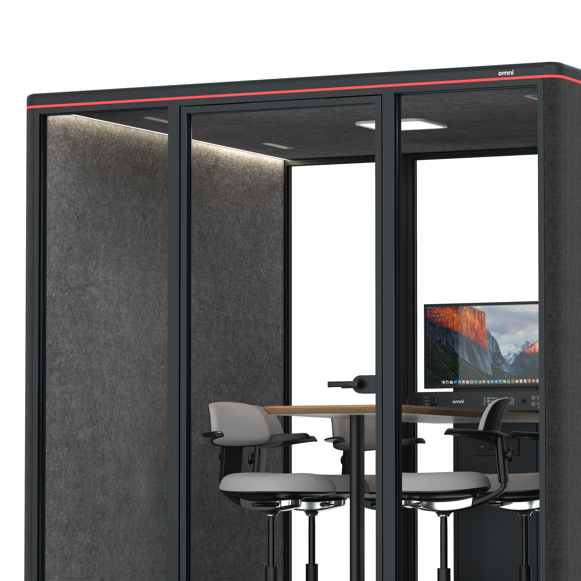 Omni SixCounter Meeting Table (+ Monitor Stand) / Gabriel Medley Black / #615f5d