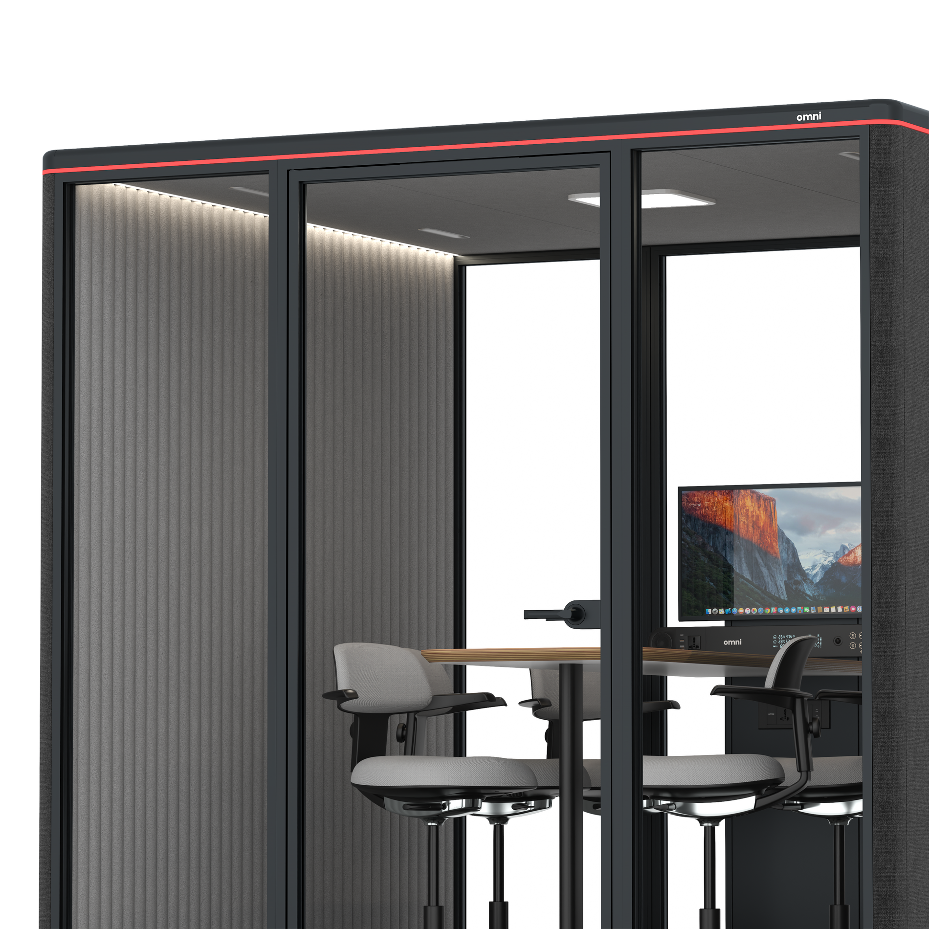 Omni SixCounter Meeting Table (+ Monitor Stand) / Gabriel Medley Black / #6d6c69