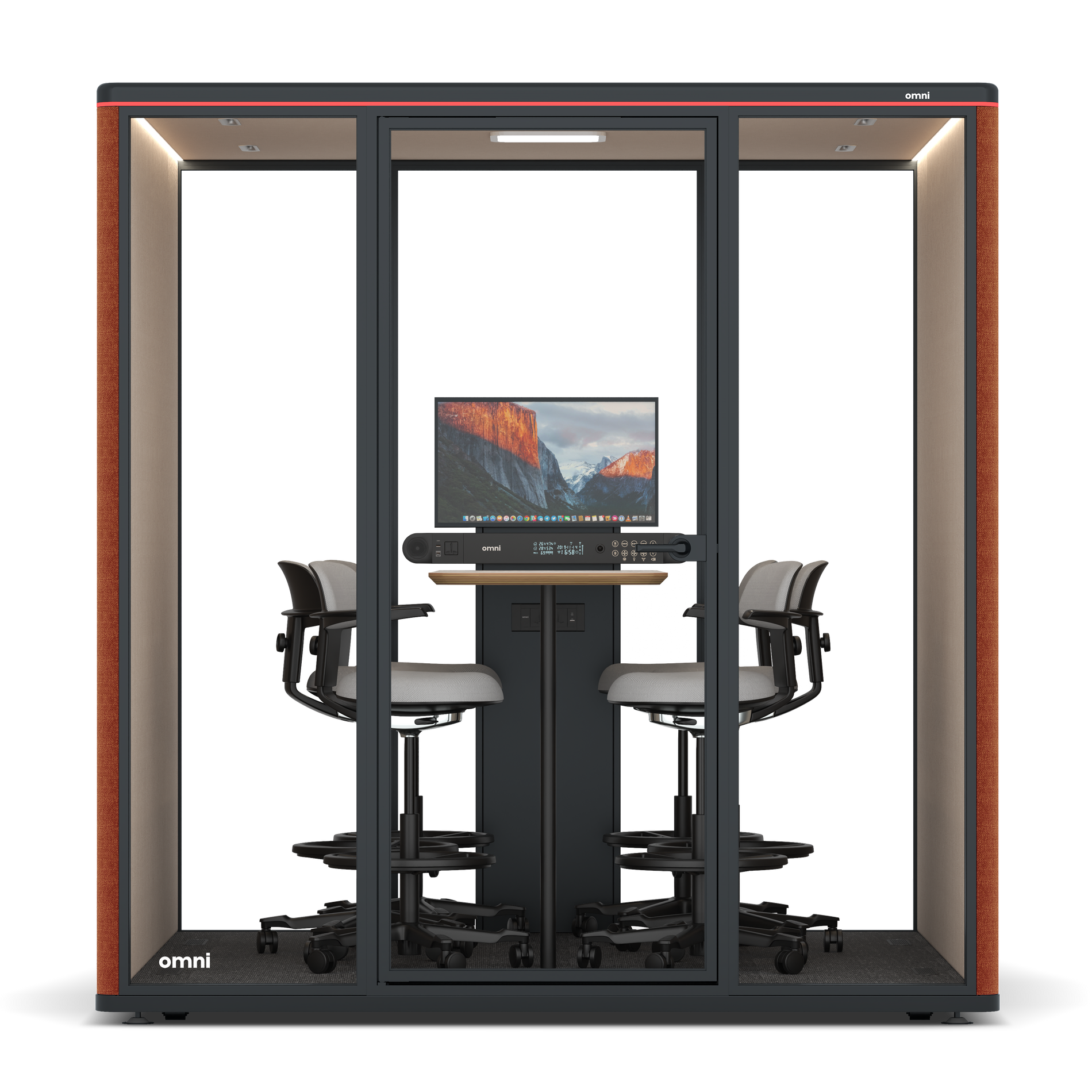 Omni SixCounter Meeting Table (+ Monitor Stand) / Bloody Orange / #a18e7e