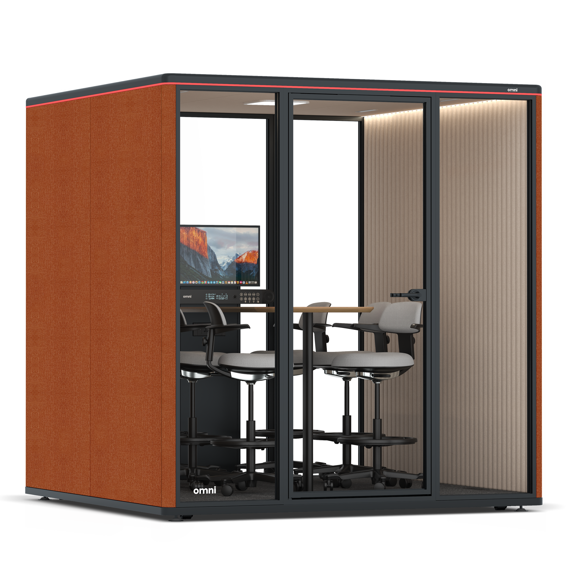 Omni SixCounter Meeting Table (+ Monitor Stand) / Bloody Orange / #a18e7e
