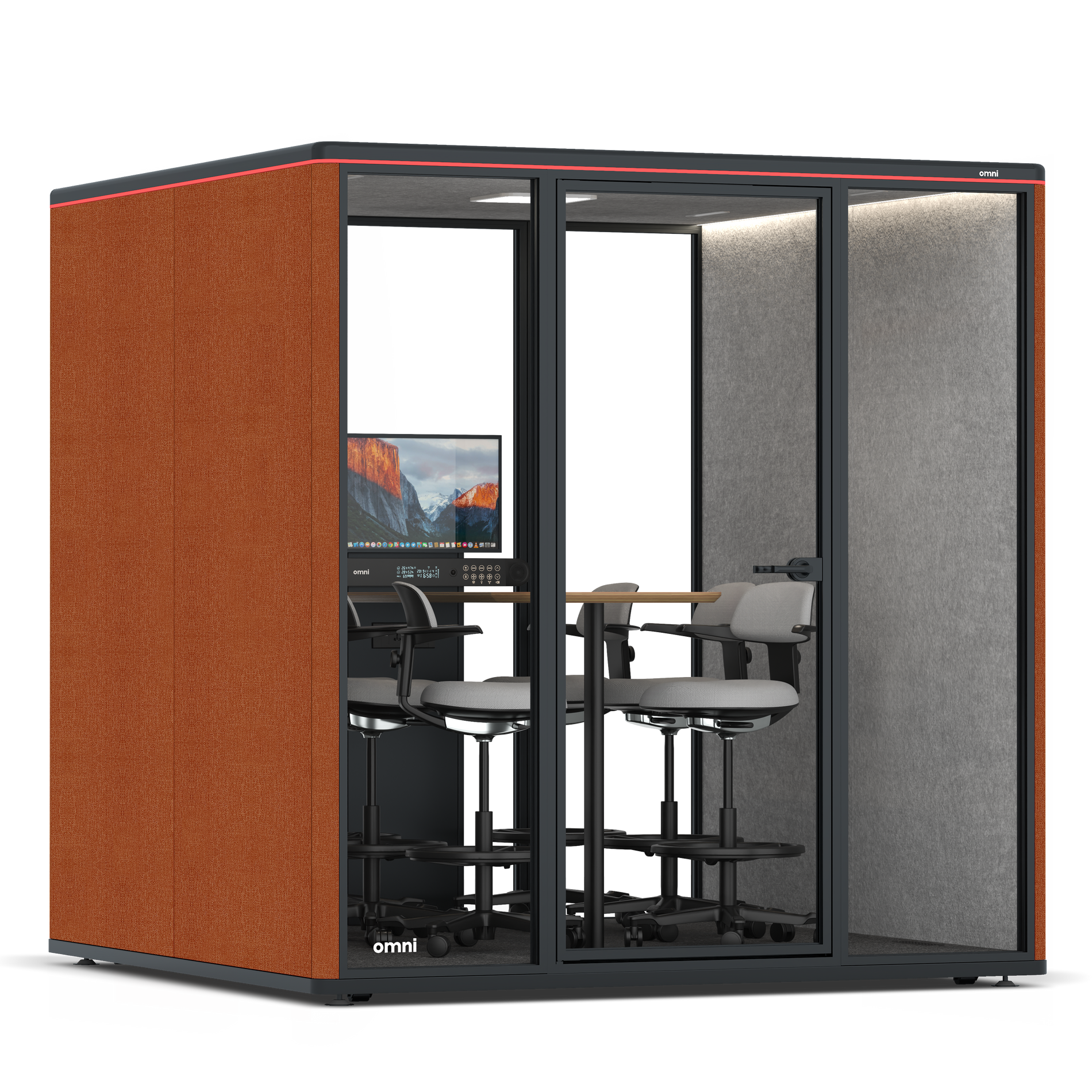 Omni SixCounter Meeting Table (+ Monitor Stand) / Bloody Orange / #a49f98