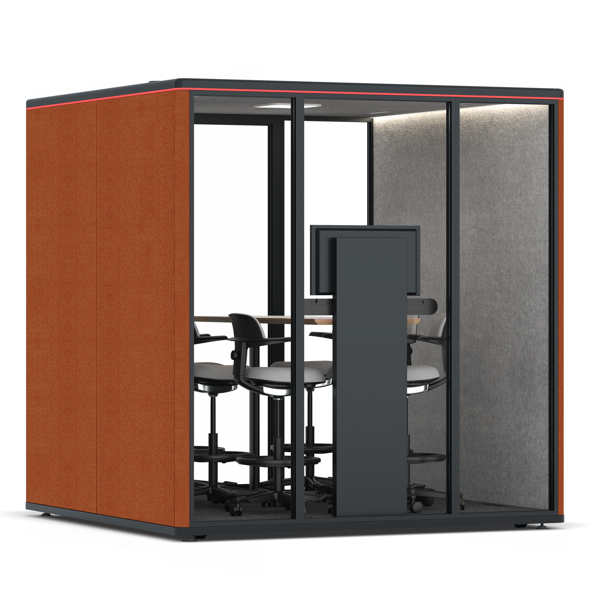 Omni SixCounter Meeting Table (+ Monitor Stand) / Bloody Orange / #a49f98