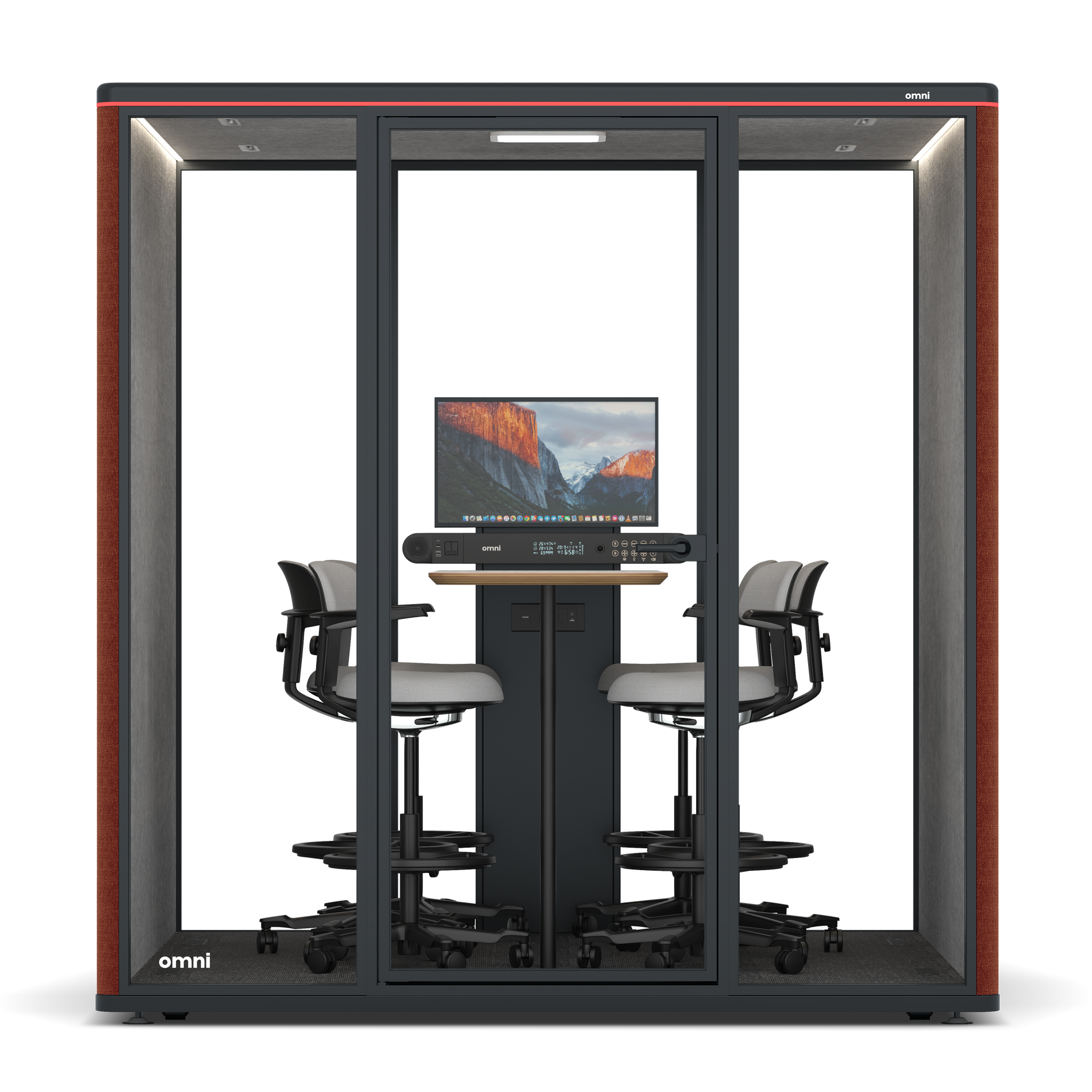 Omni SixCounter Meeting Table (+ Monitor Stand) / Gabriel Medley Deep Rouge / #a49f98