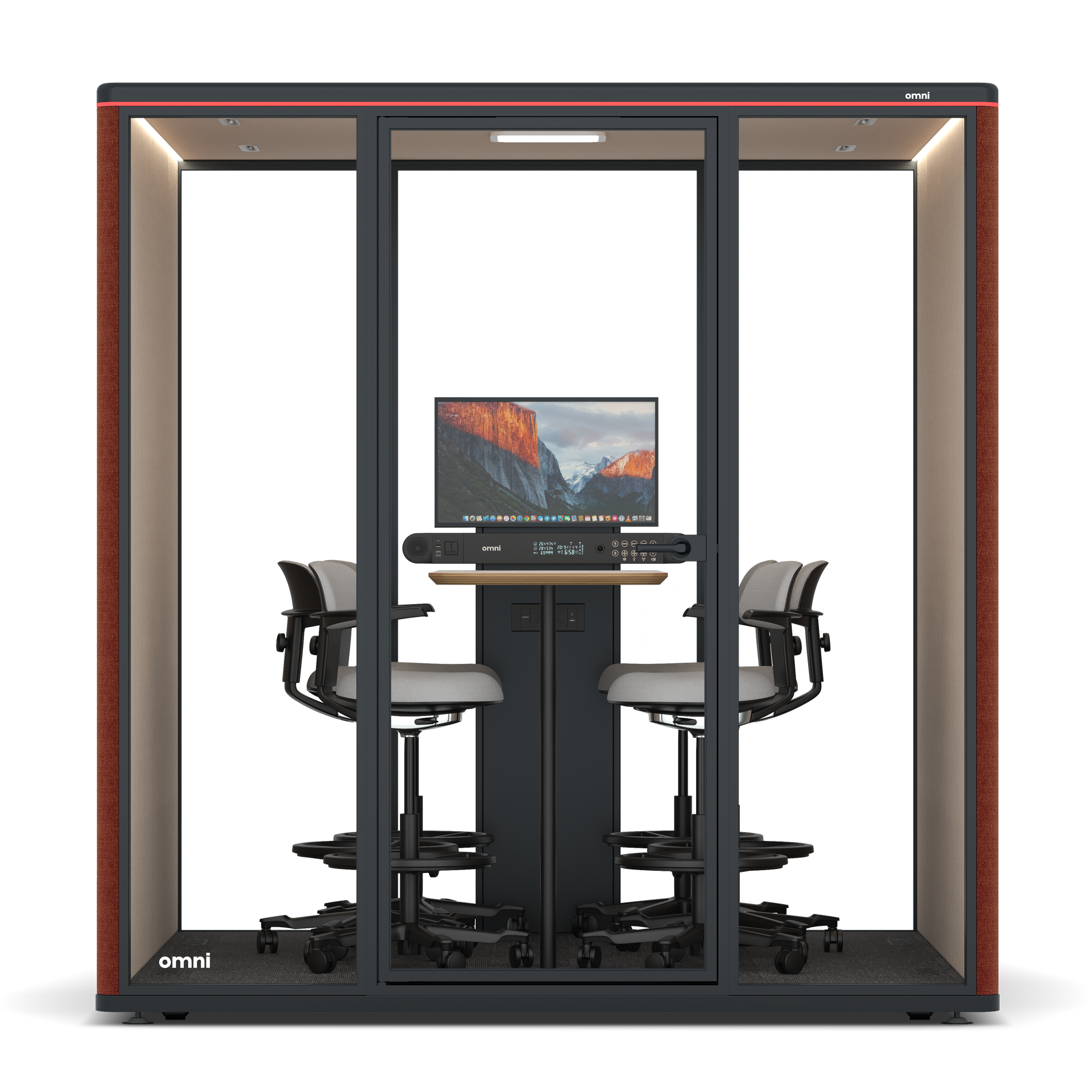 Omni SixCounter Meeting Table (+ Monitor Stand) / Gabriel Medley Deep Rouge / #a18e7e