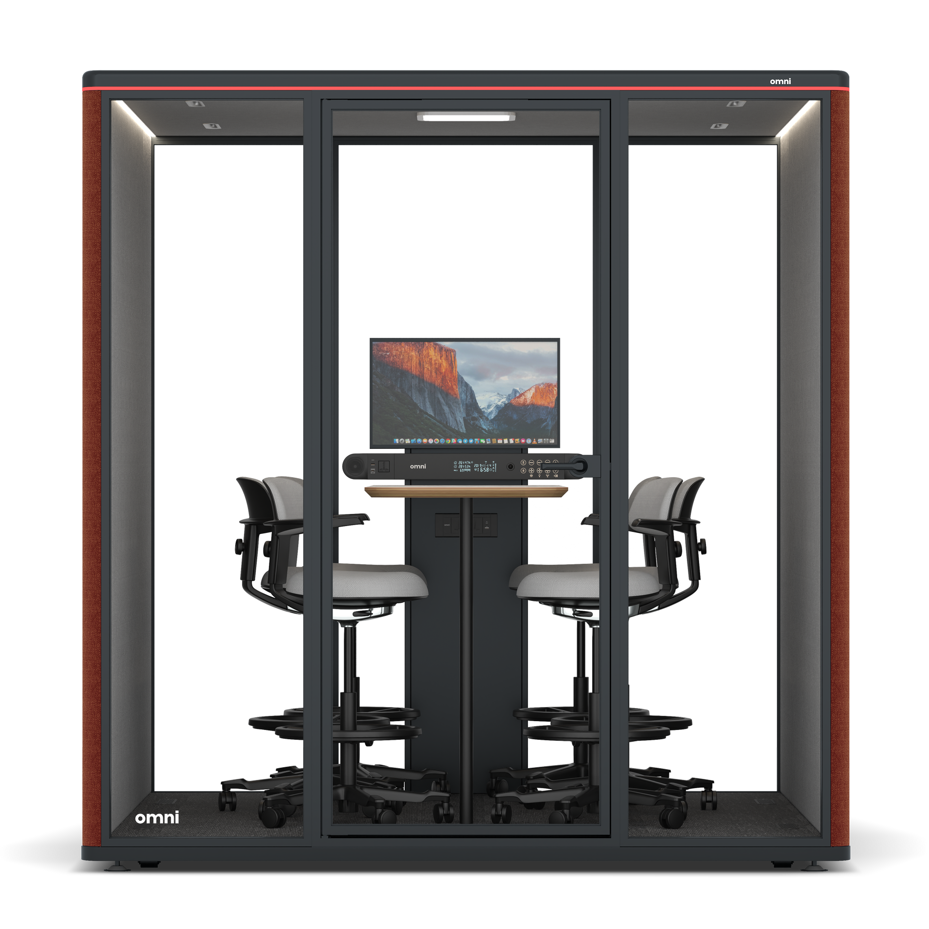 Omni SixCounter Meeting Table (+ Monitor Stand) / Gabriel Medley Deep Rouge / #6d6c69