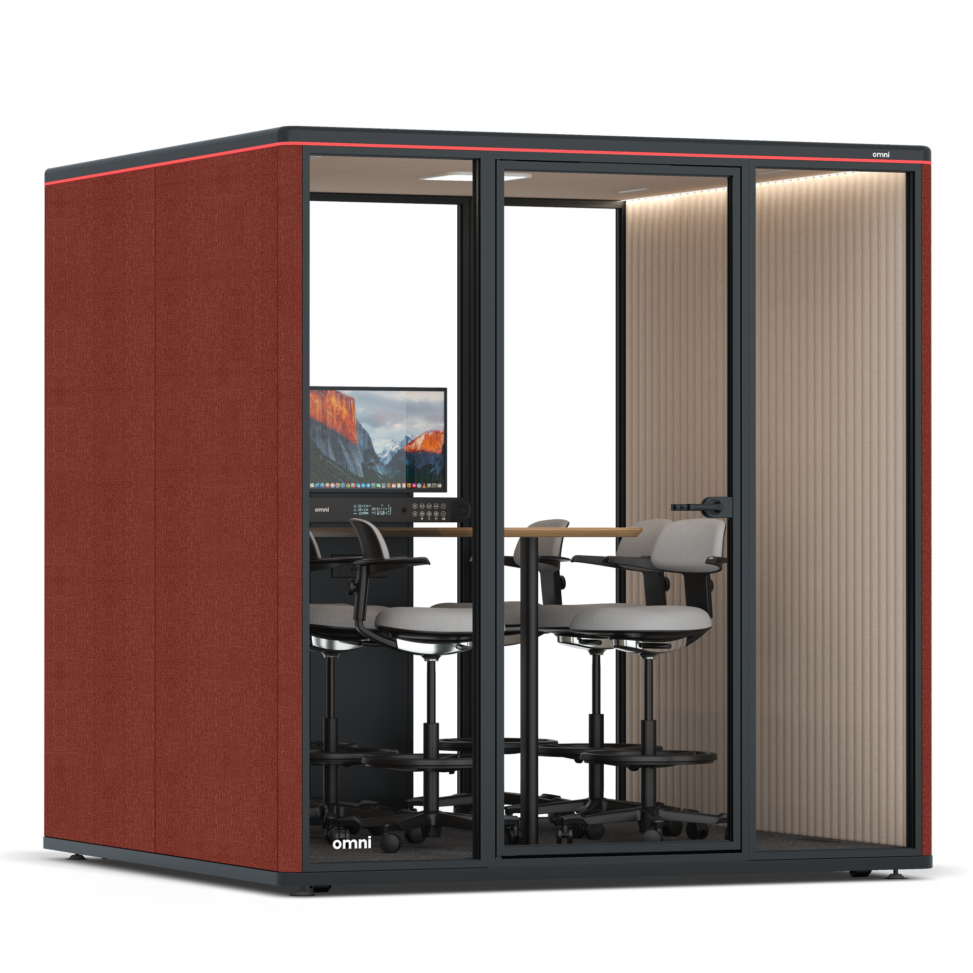 Omni SixCounter Meeting Table (+ Monitor Stand) / Gabriel Medley Deep Rouge / #a18e7e