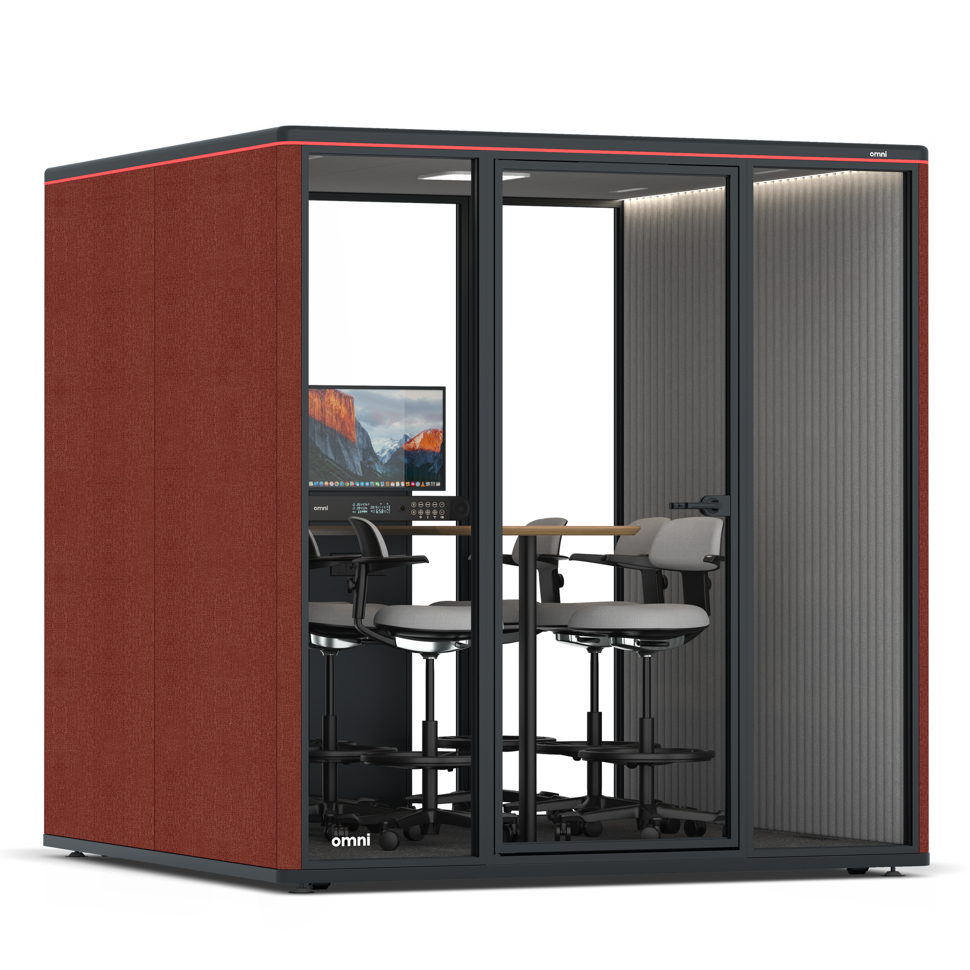 Omni SixCounter Meeting Table (+ Monitor Stand) / Gabriel Medley Deep Rouge / #6d6c69