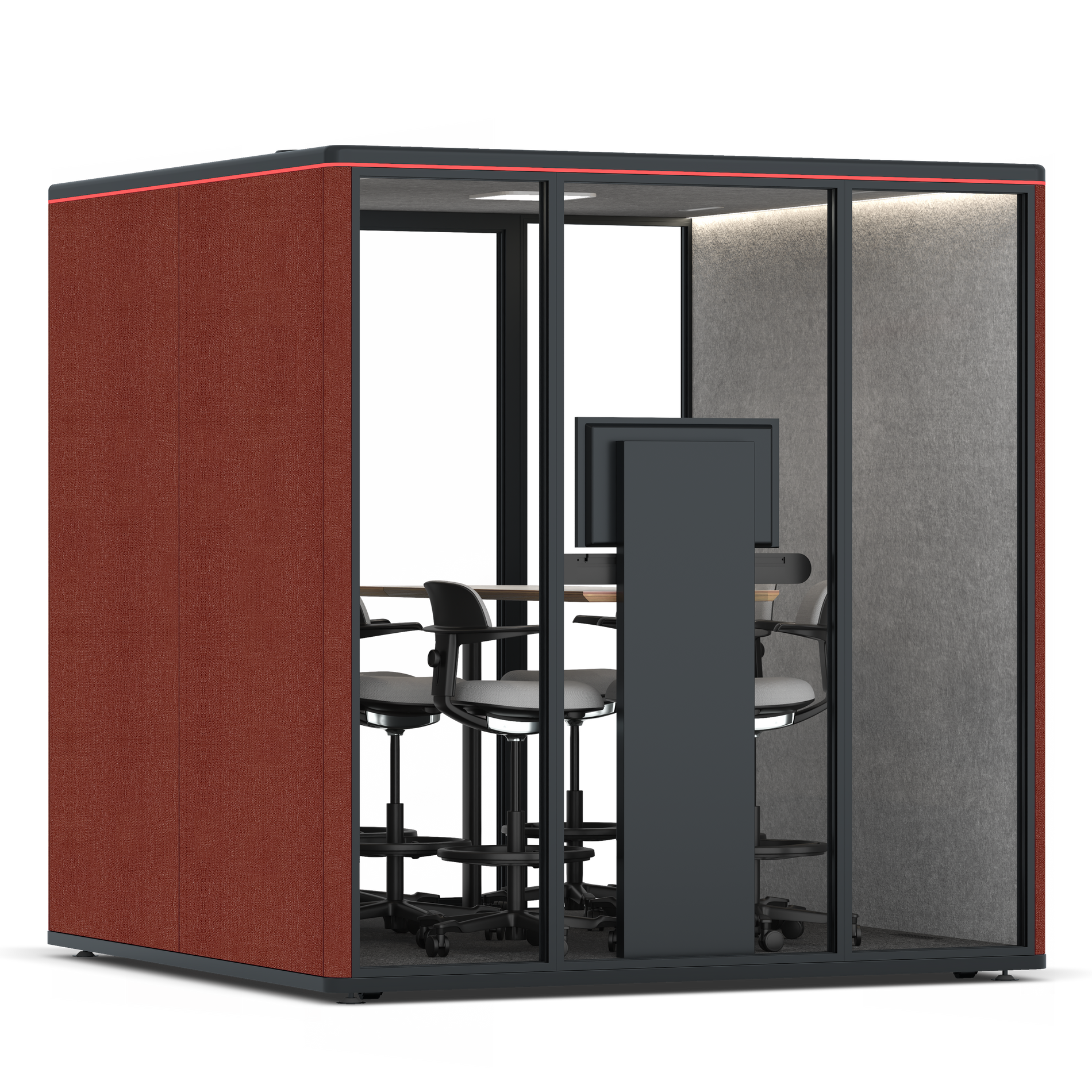 Omni SixCounter Meeting Table (+ Monitor Stand) / Gabriel Medley Deep Rouge / #a49f98