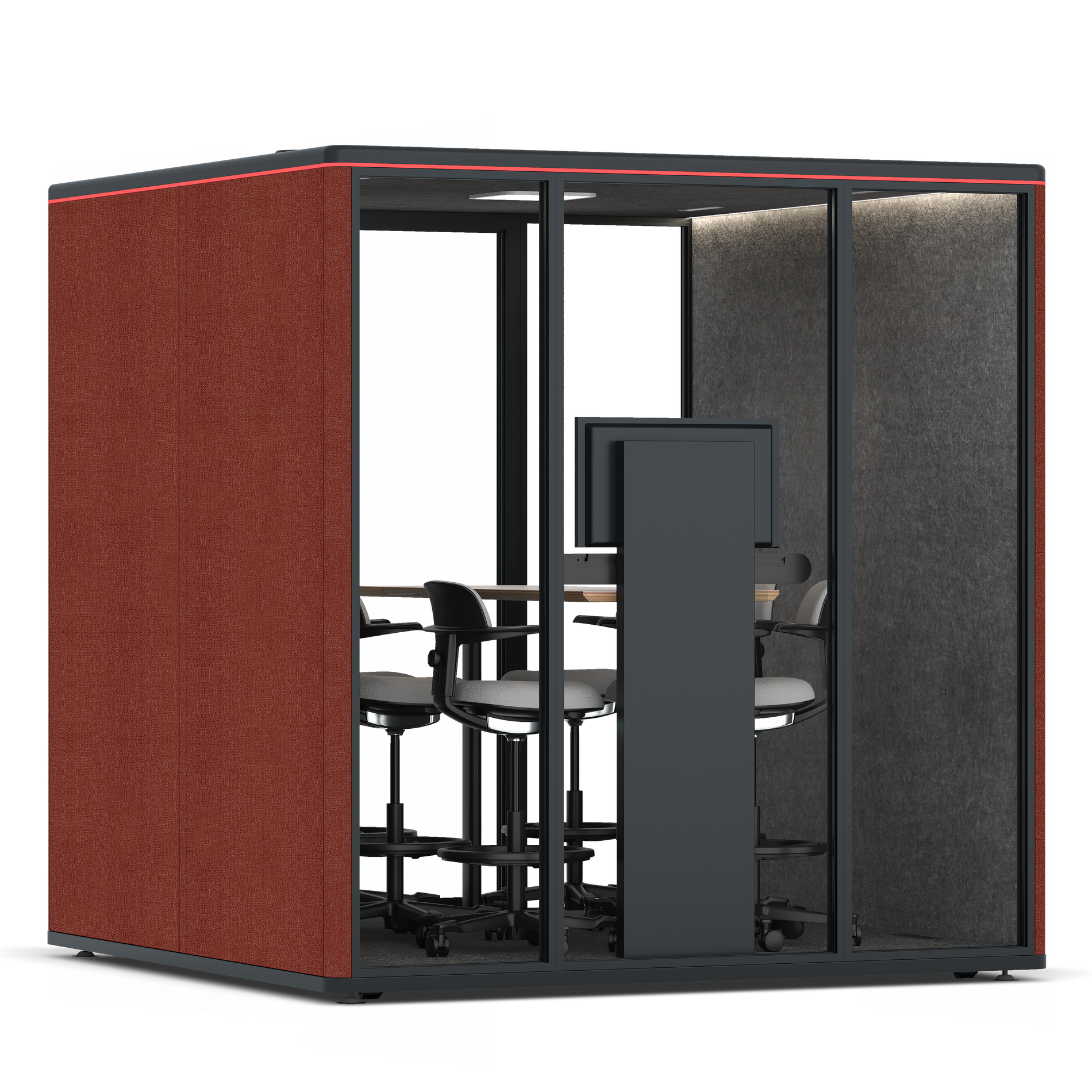 Omni SixCounter Meeting Table (+ Monitor Stand) / Gabriel Medley Deep Rouge / #615f5d