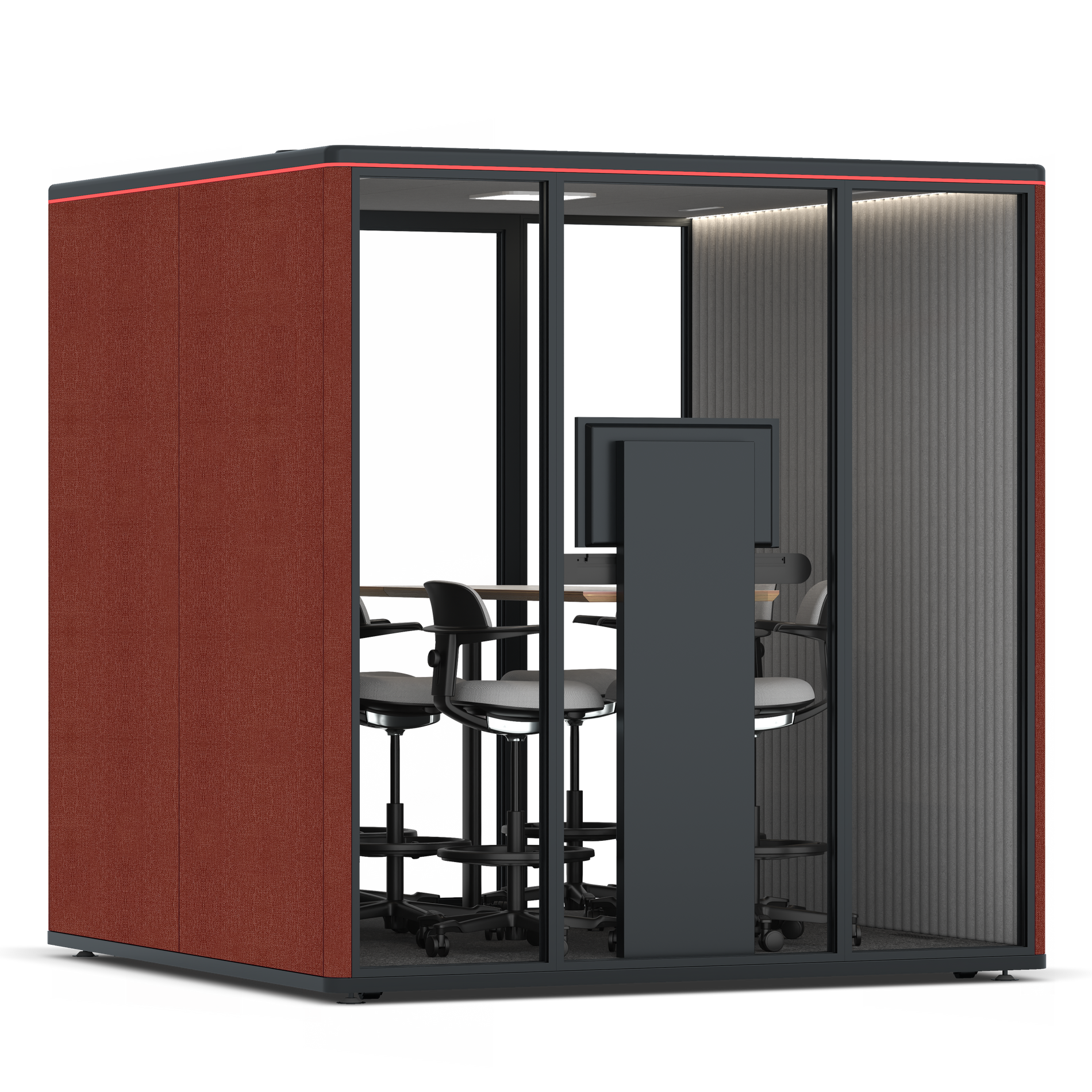 Omni SixCounter Meeting Table (+ Monitor Stand) / Gabriel Medley Deep Rouge / #6d6c69
