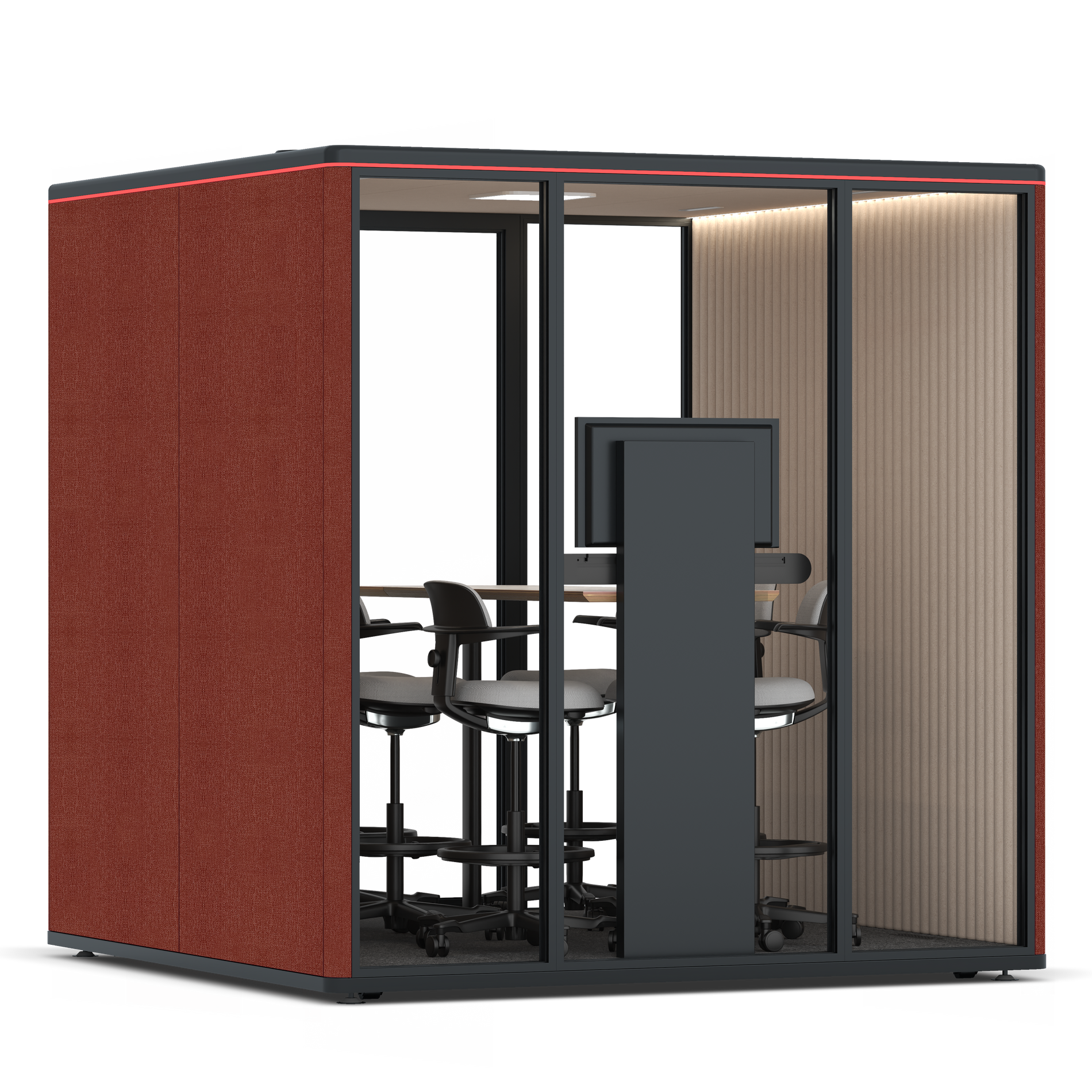 Omni SixCounter Meeting Table (+ Monitor Stand) / Gabriel Medley Deep Rouge / #a18e7e