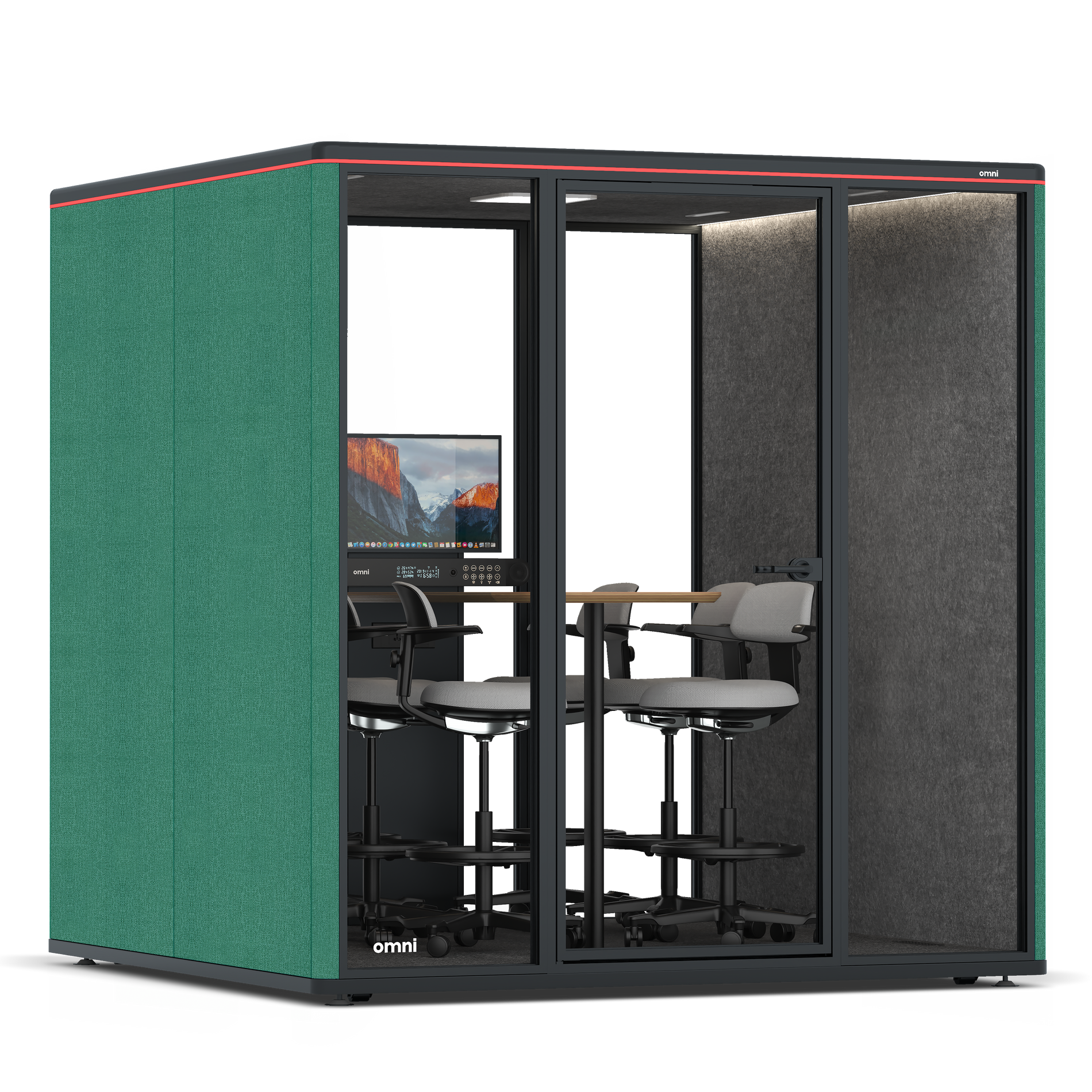 Omni SixCounter Meeting Table (+ Monitor Stand) / Gabriel Medley Forest Green / #615f5d