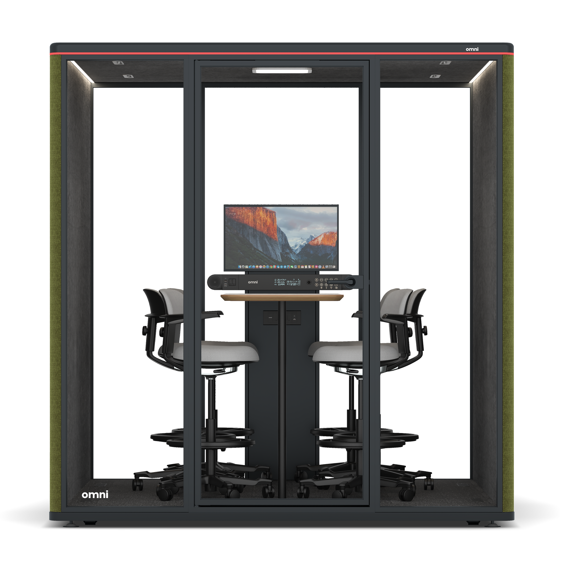 Omni SixCounter Meeting Table (+ Monitor Stand) / Gabriel Medley Meadow Green / #615f5d
