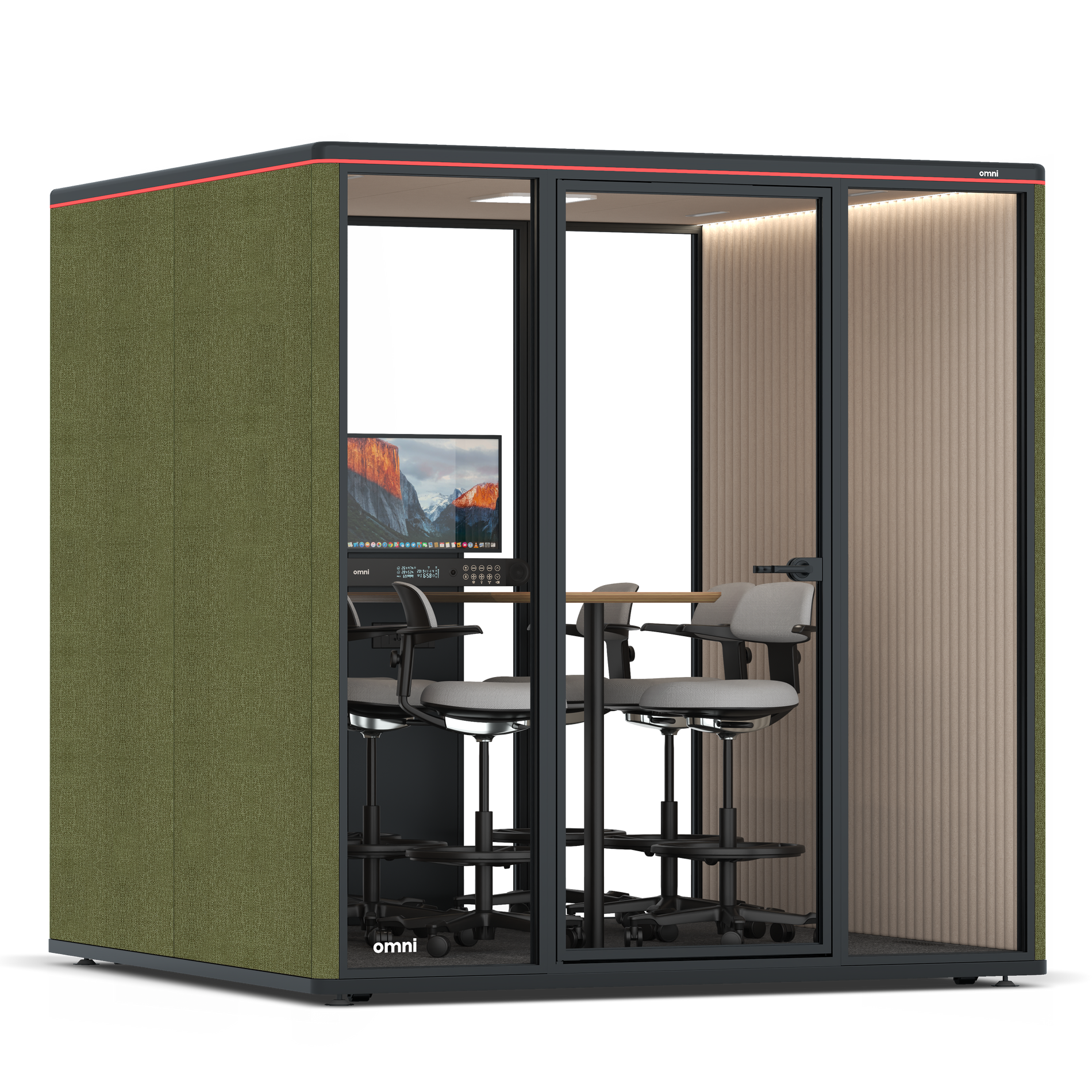 Omni SixCounter Meeting Table (+ Monitor Stand) / Gabriel Medley Meadow Green / #a18e7e
