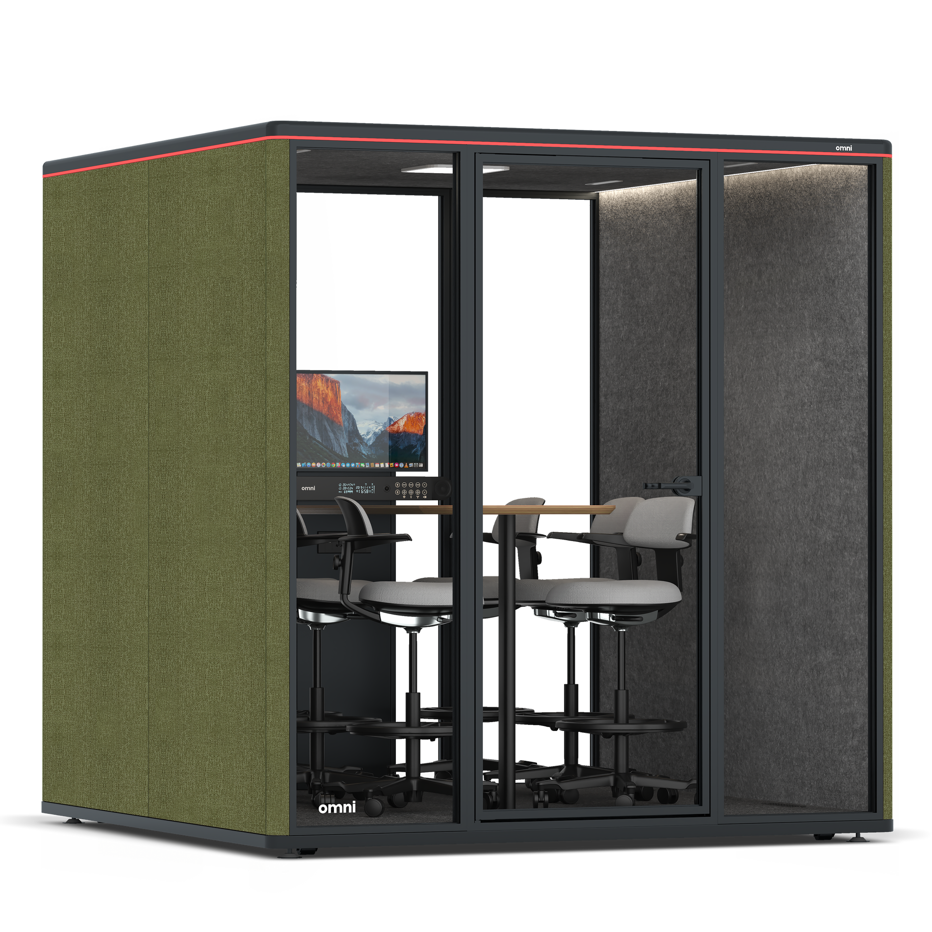 Omni SixCounter Meeting Table (+ Monitor Stand) / Gabriel Medley Meadow Green / #615f5d