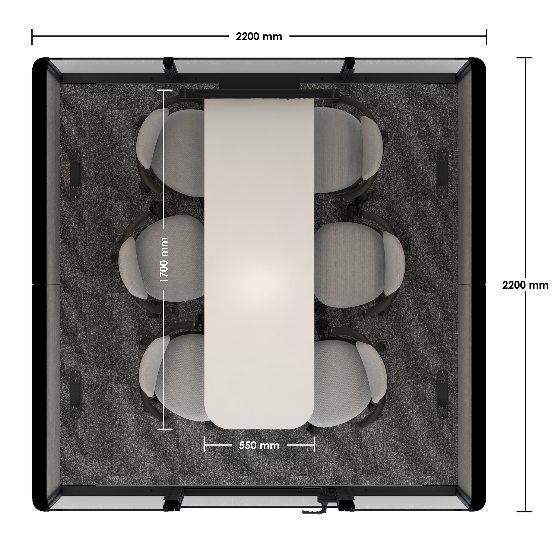 Omni SixCounter Meeting Table / Gabriel Medley Deep Rouge / Light Grey Pet Board
