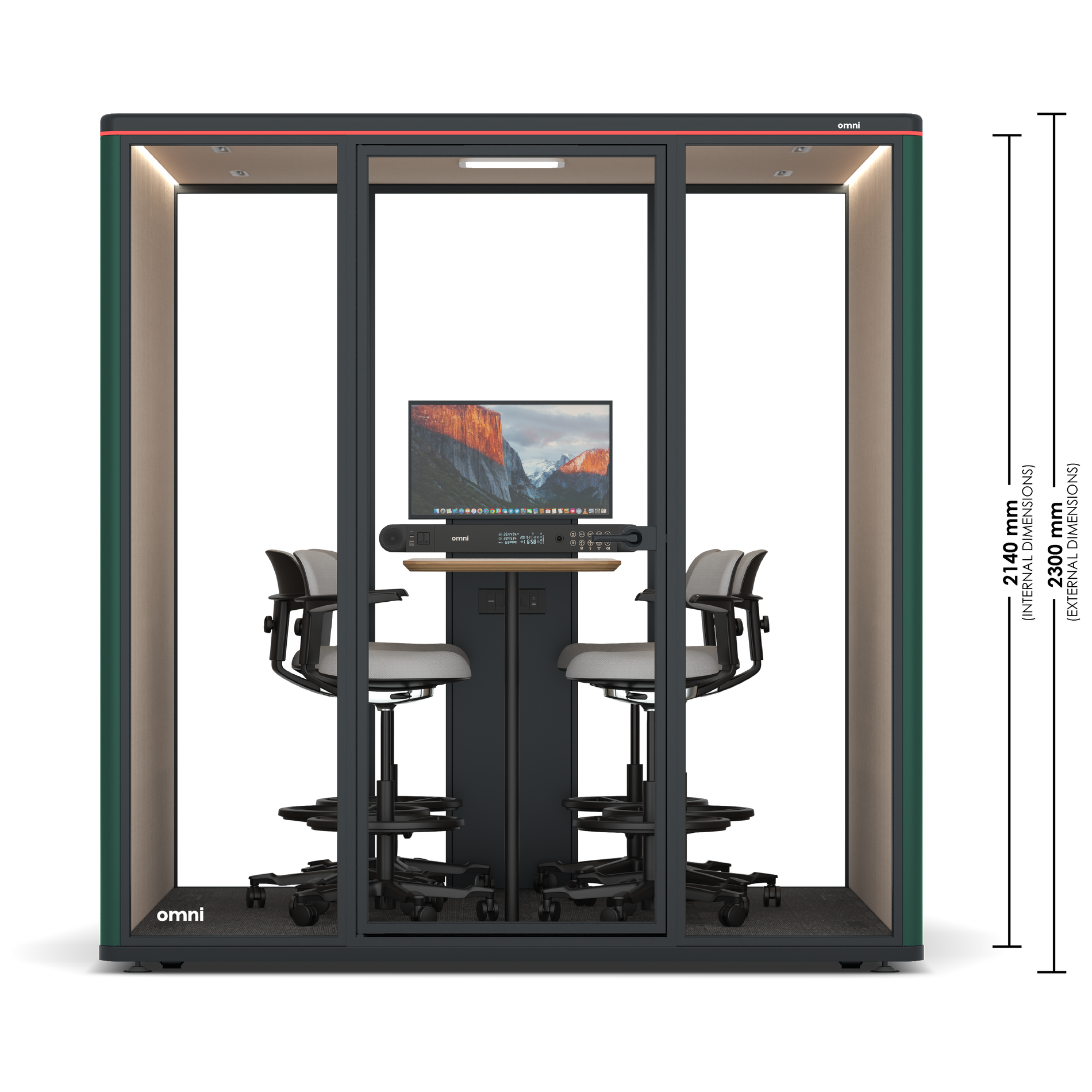 Omni SixCounter Meeting Table (+ Monitor Stand) / Gabriel Medley Deep Rouge / Light Grey Pet Board