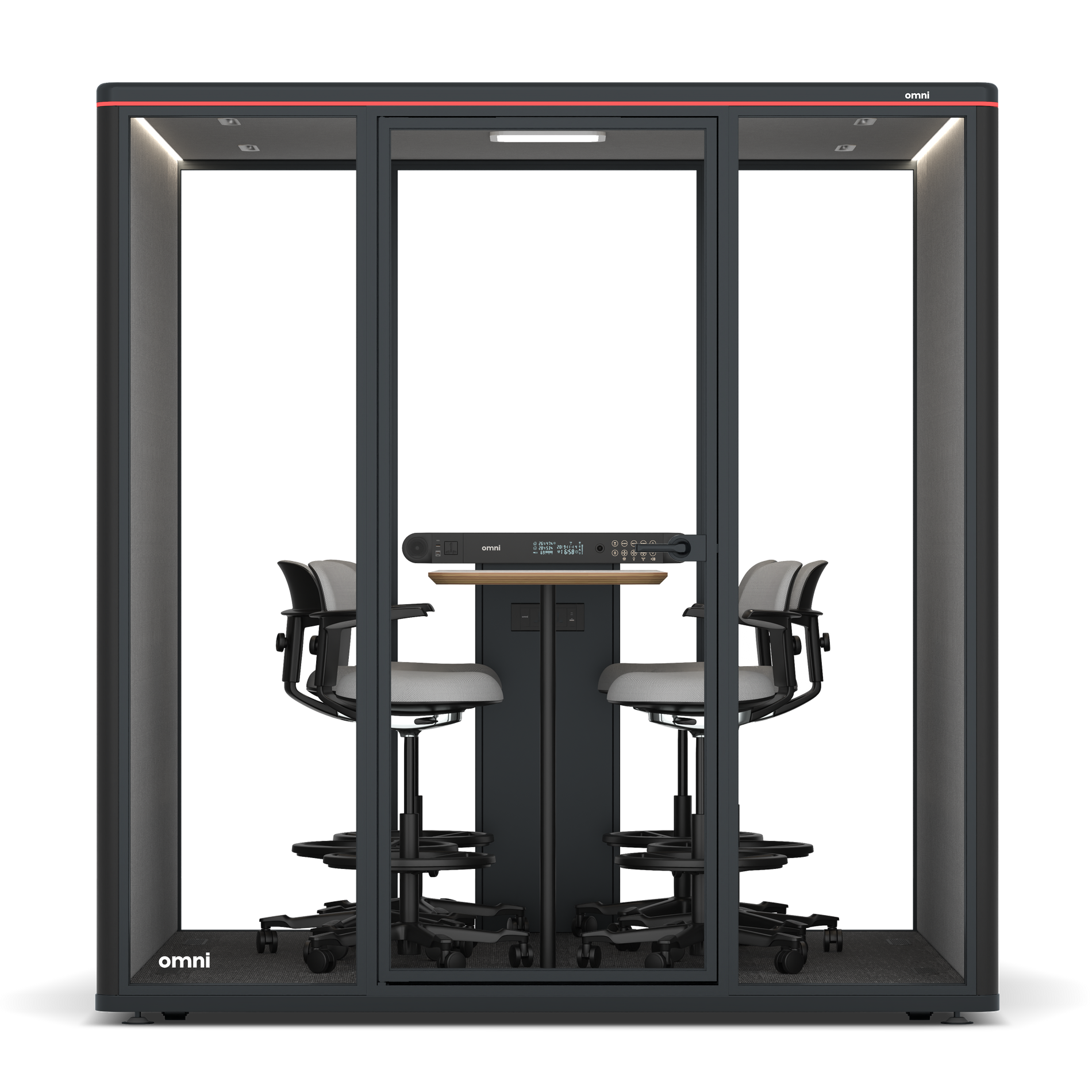 Omni SixCounter Meeting Table / RAL Black / Grey Corrugated