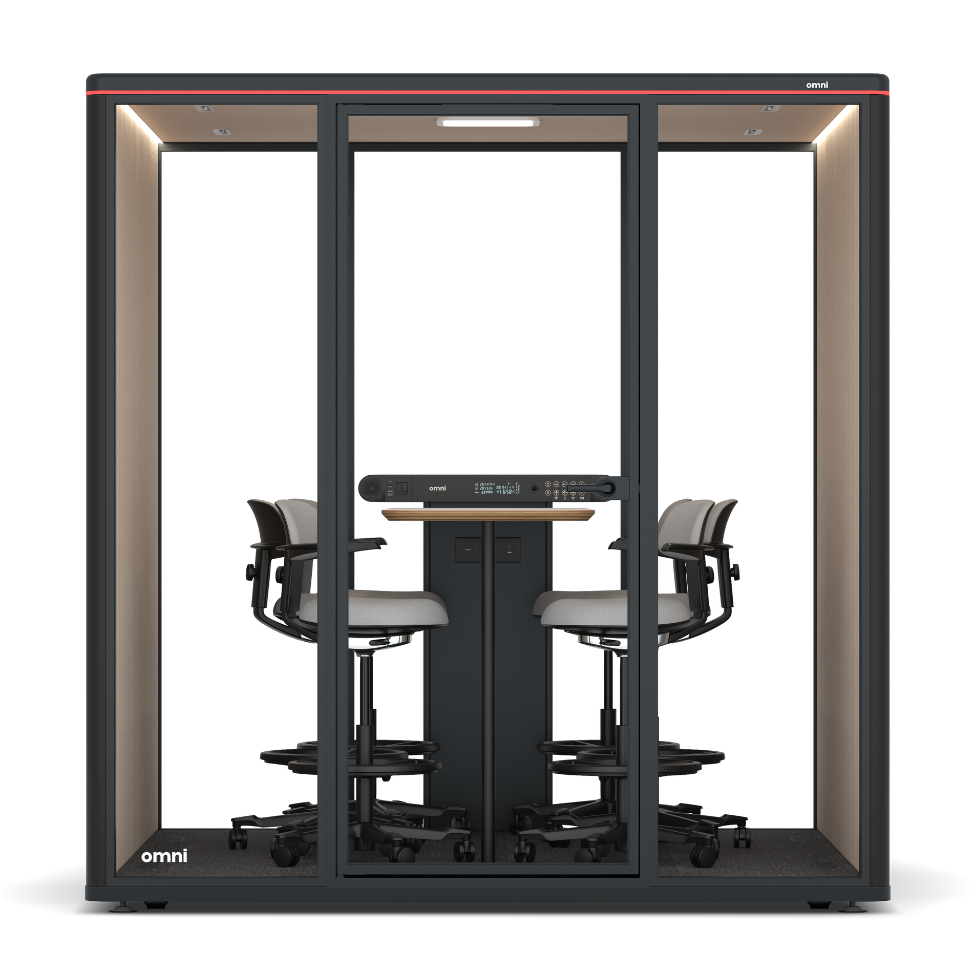 Omni SixCounter Meeting Table / RAL Black / Beige Corrugated