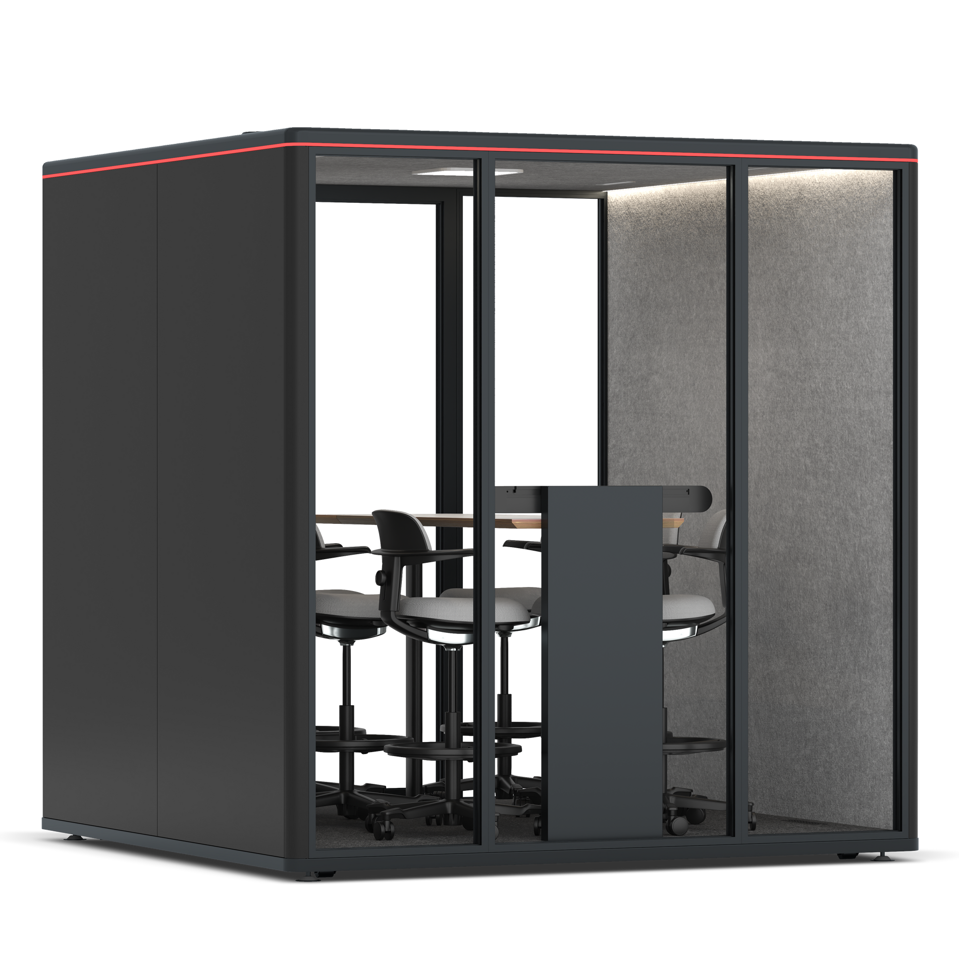 Omni SixCounter Meeting Table / RAL Black / Light Grey Pet Board