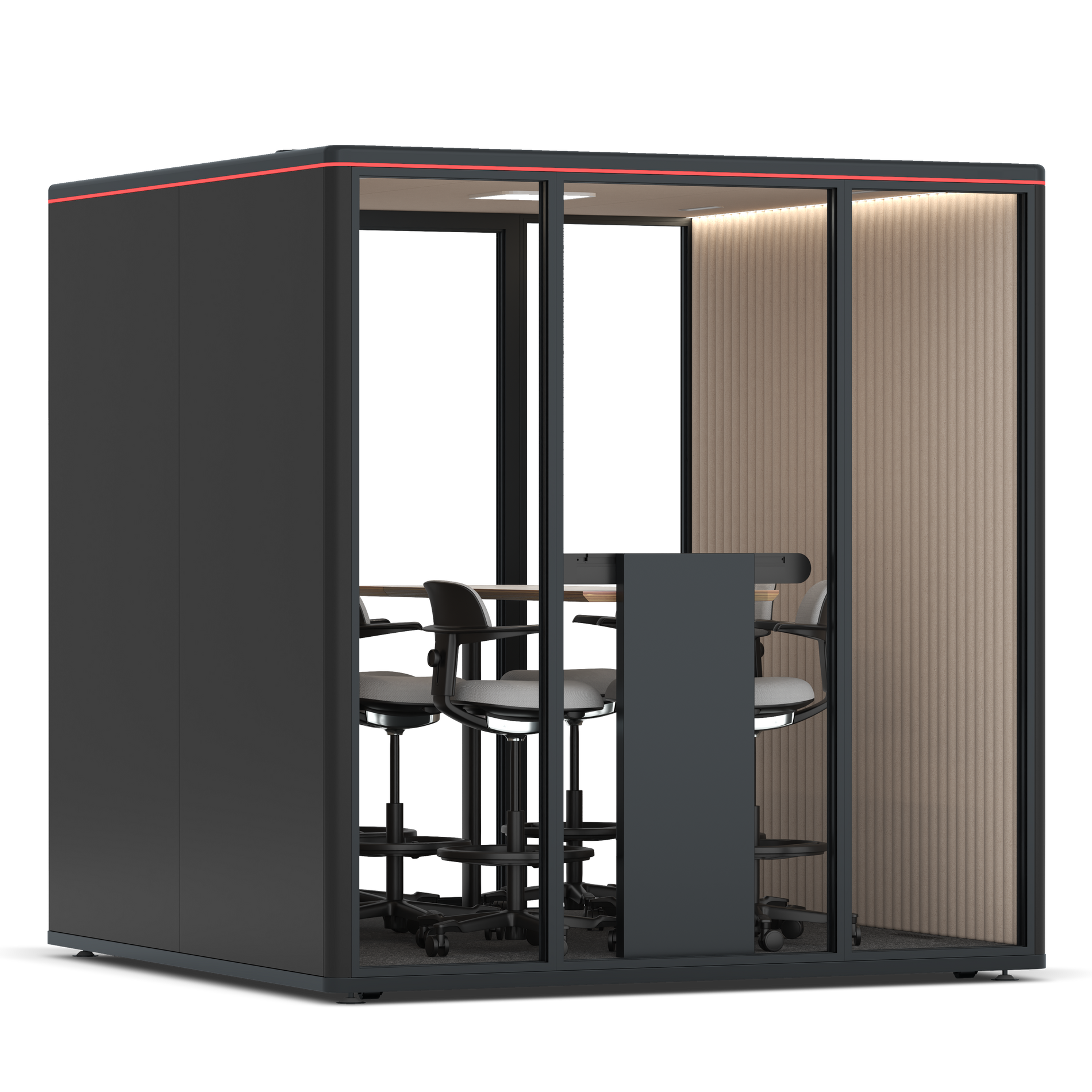 Omni SixCounter Meeting Table / RAL Black / Beige Corrugated