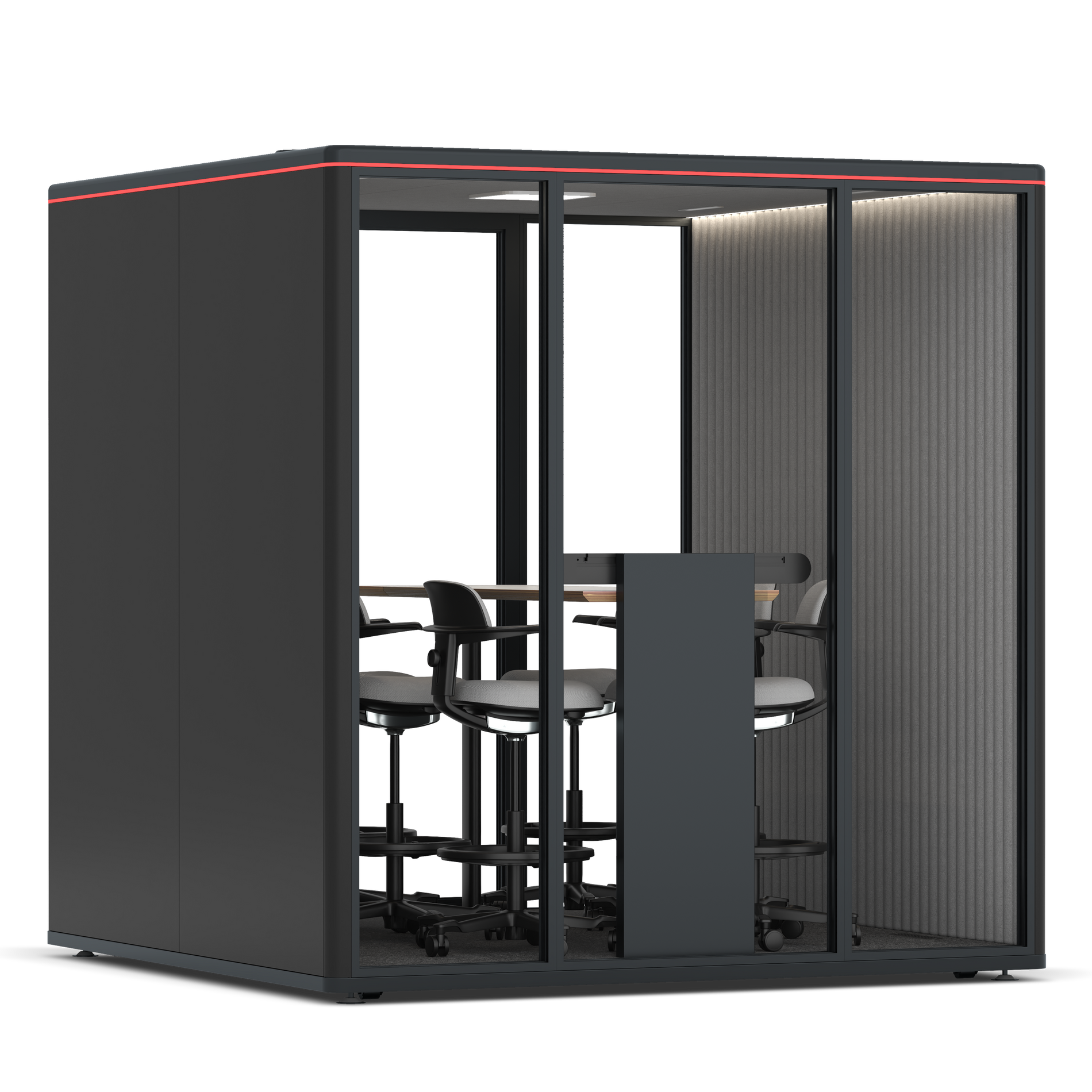 Omni SixCounter Meeting Table / RAL Black / Grey Corrugated