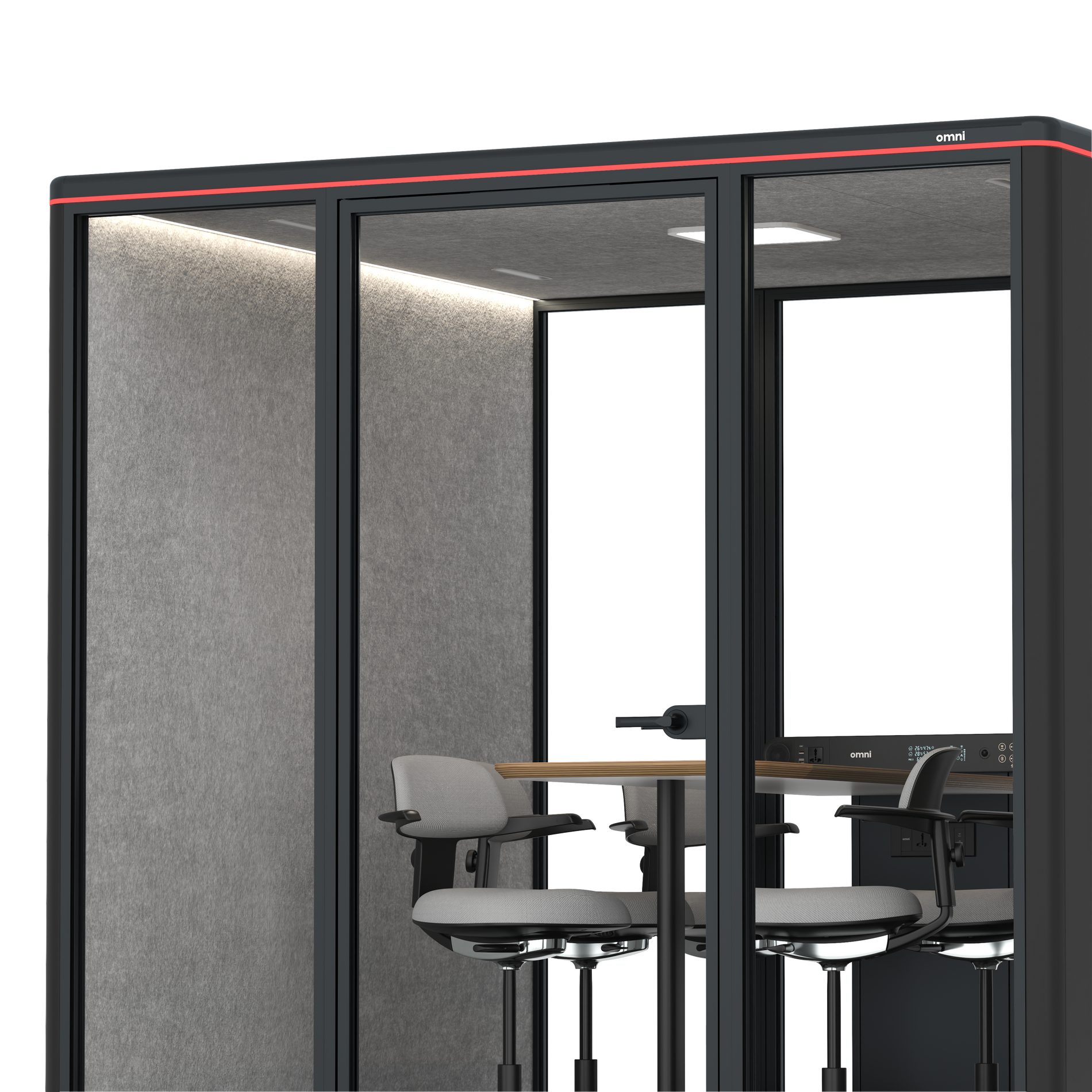 Omni SixCounter Meeting Table / RAL Black / Light Grey Pet Board