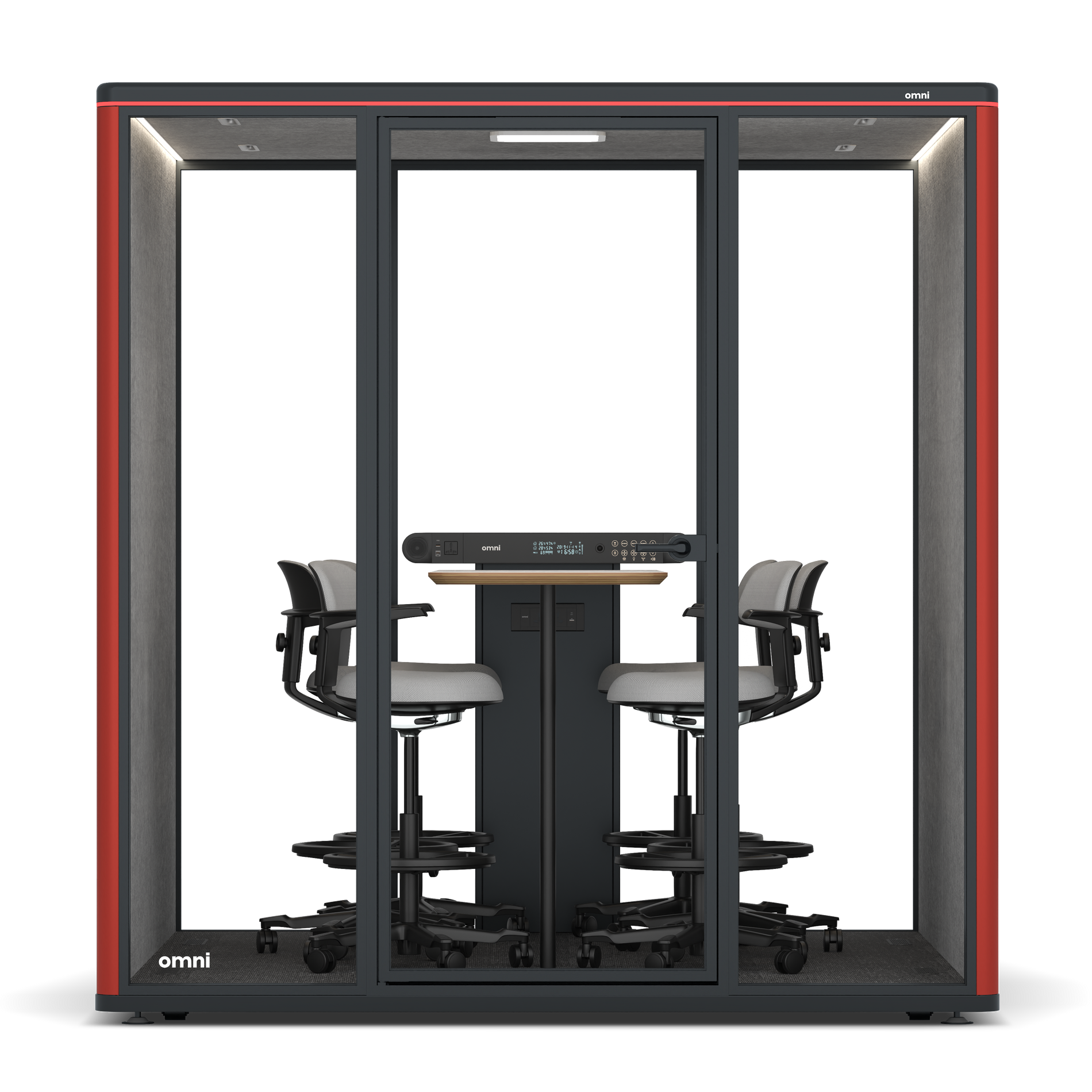 Omni SixCounter Meeting Table / RAL Tomato Red / #a49f98