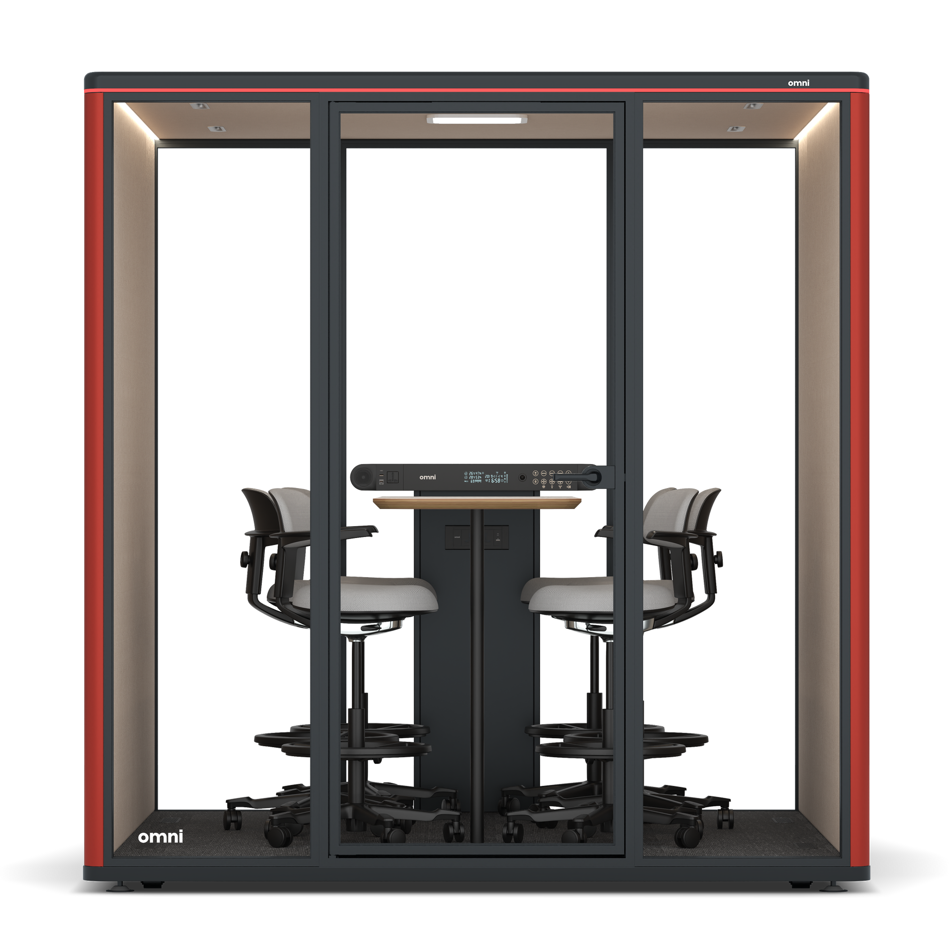 Omni SixCounter Meeting Table / RAL Tomato Red / #a18e7e